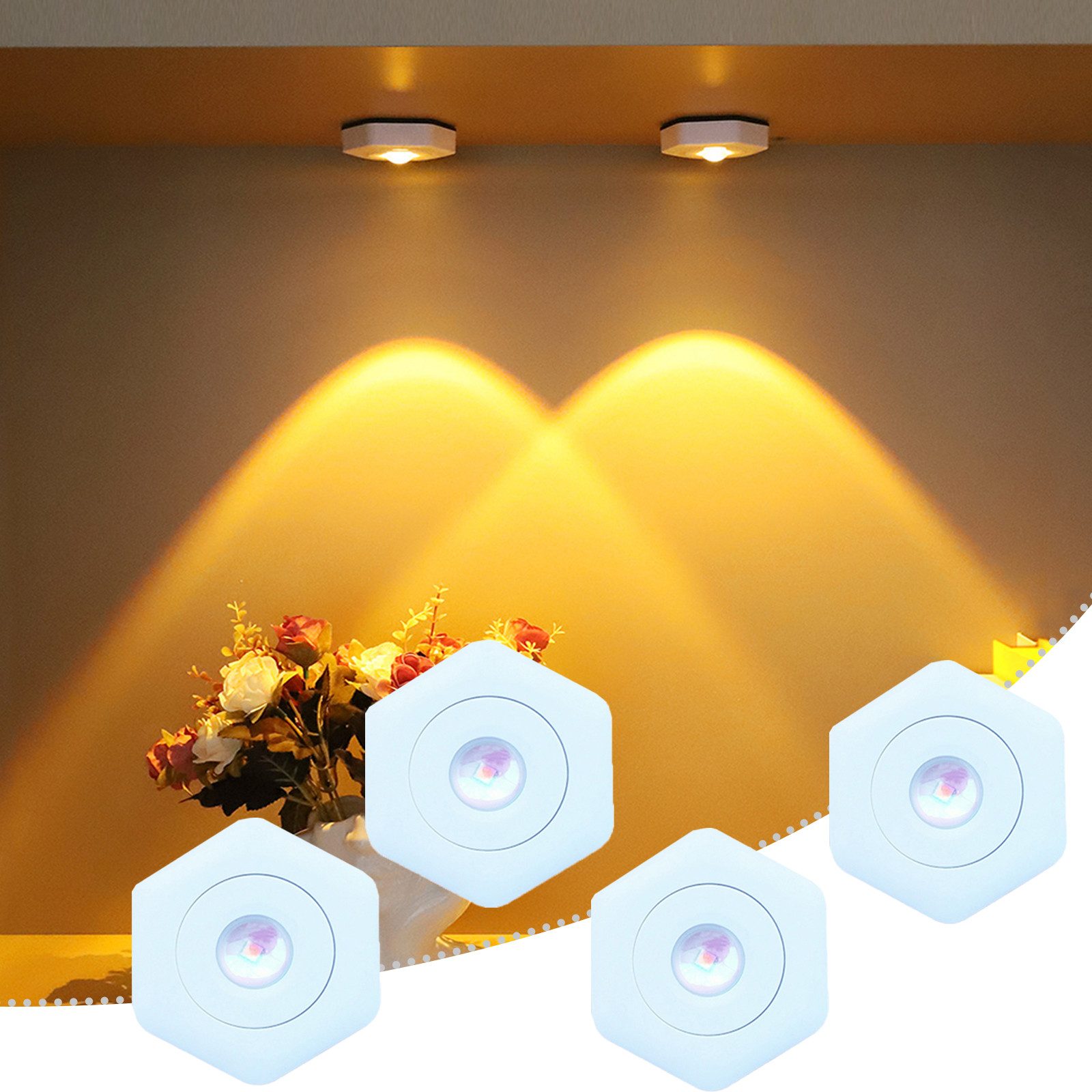 MUPOO Unterschrankleuchte LED-Spots Batteriebetrieben 1/2/4er-Pack, Kabello günstig online kaufen