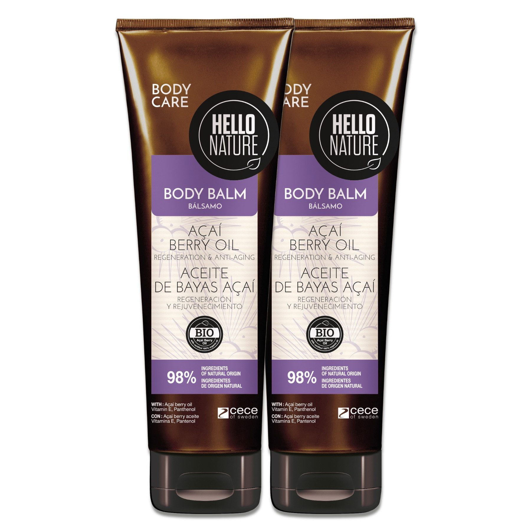Hello Nature Bodylotion Body Balm Körper Balsam Feuchtigkeitspflege Acai-Beerenöl, 2-tlg., Hautpflege, Body Balm, Hello Nature, Körperpflege