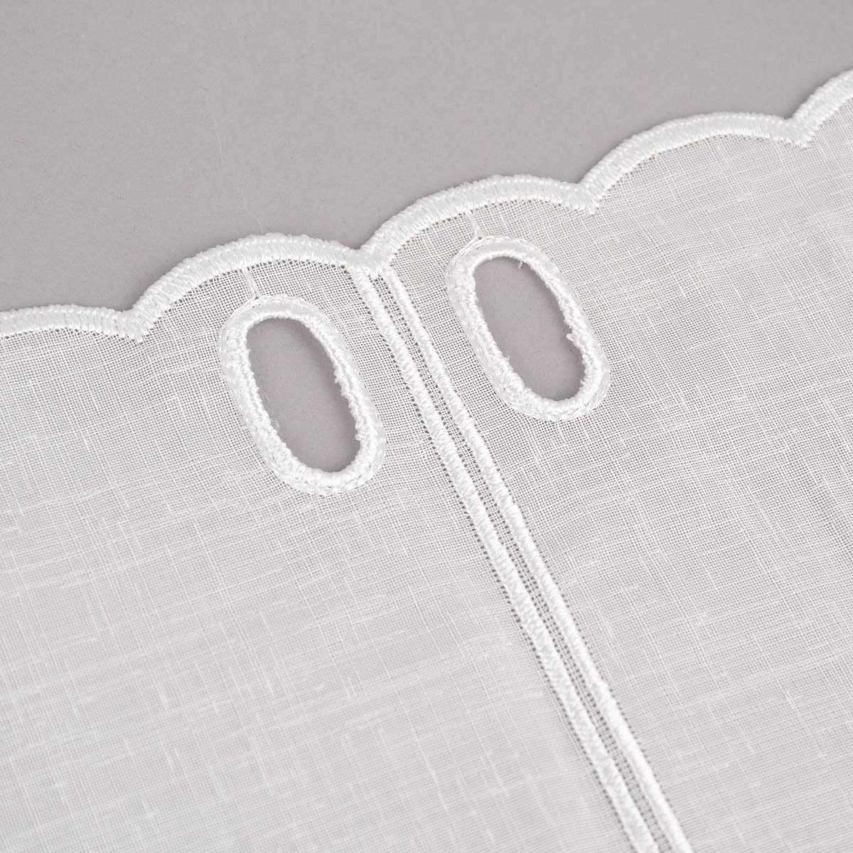 SCHÖNER LEBEN. Meterware Scheibengardine nähfrei Leinenlook Stickerei Herzen ecru 45cm, leicht perforiert, Stickerei/Stickstoff, bestickt, pflegeleicht