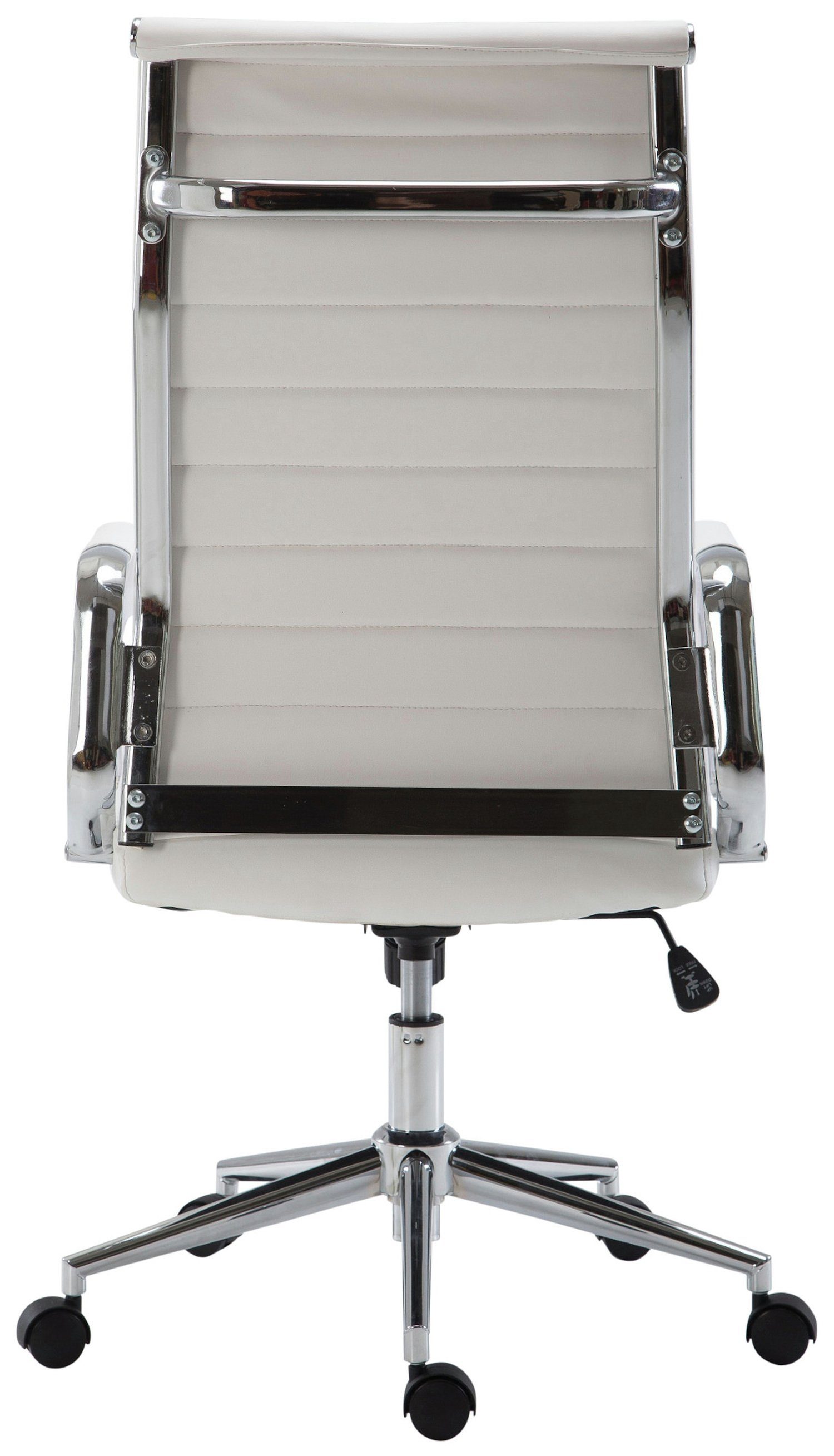 Koro Metall - bequemer chrom drehbar TPFLiving (Schreibtischstuhl, Kunstleder Bürostuhl Rückenlehne und Bürostuhl höhenverstellbar XXL), 360° mit - weiß Sitz: Drehstuhl, Chefsessel, Gestell: