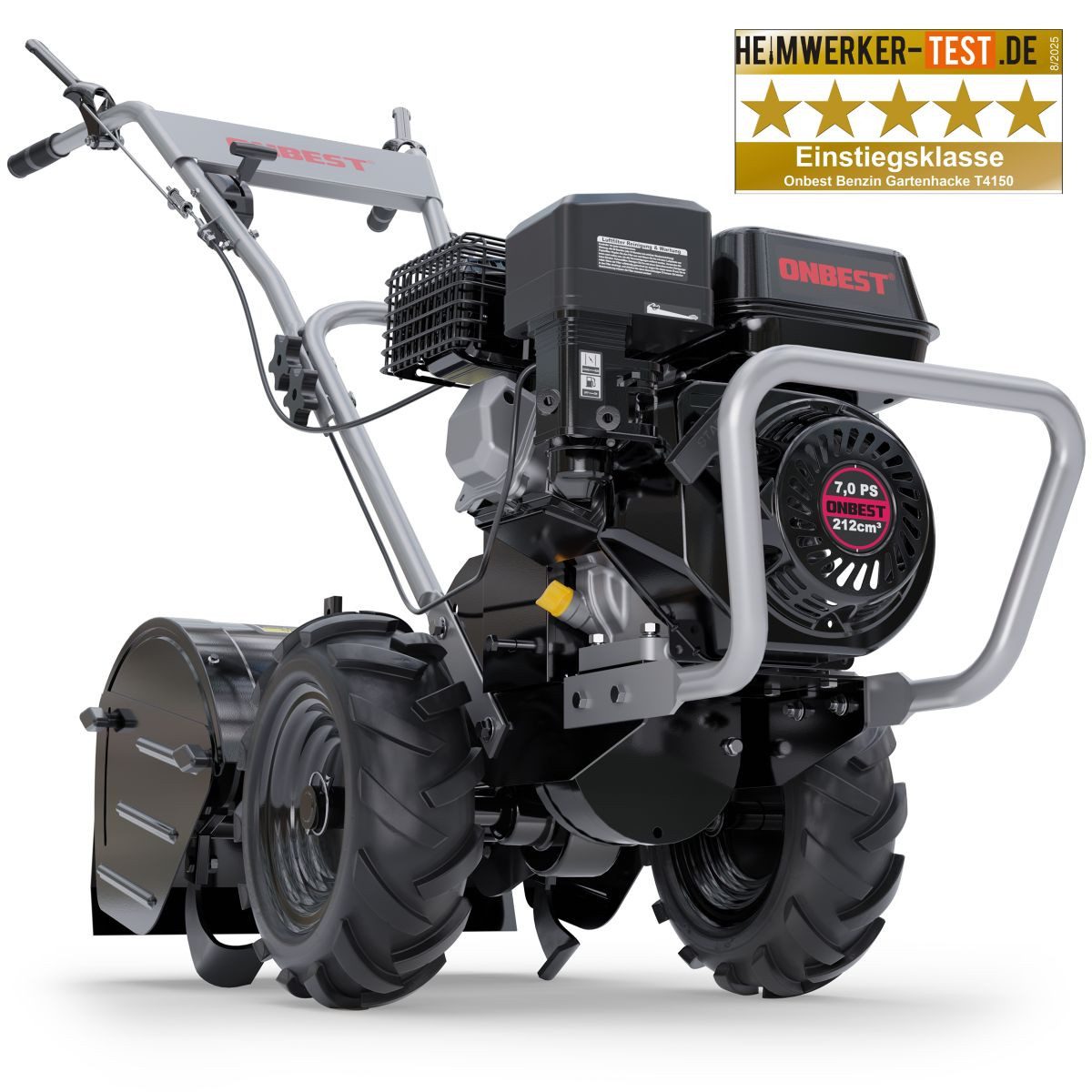 Onbest Benzinmotorhacke Gartenfräse T4150 4,1 kW / 7 PS, 53 cm Arbeitsbreit günstig online kaufen
