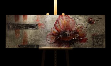 YS-Art Gemälde Blüte, Blumen, Leinwand Bild Handgemalt Rote Blüten Blumen Abstrakt