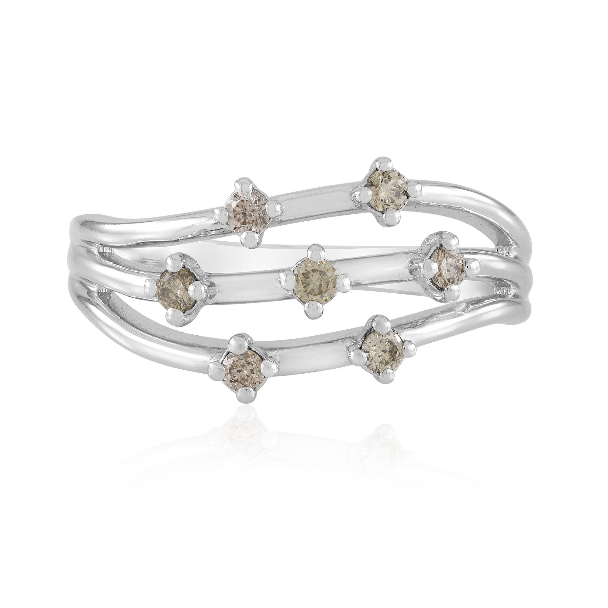 Cavill Diamantring Cavill Ring Sterlingsilber rhodiniert mit 7 Schokoladen-Diamanten (1-tlg)