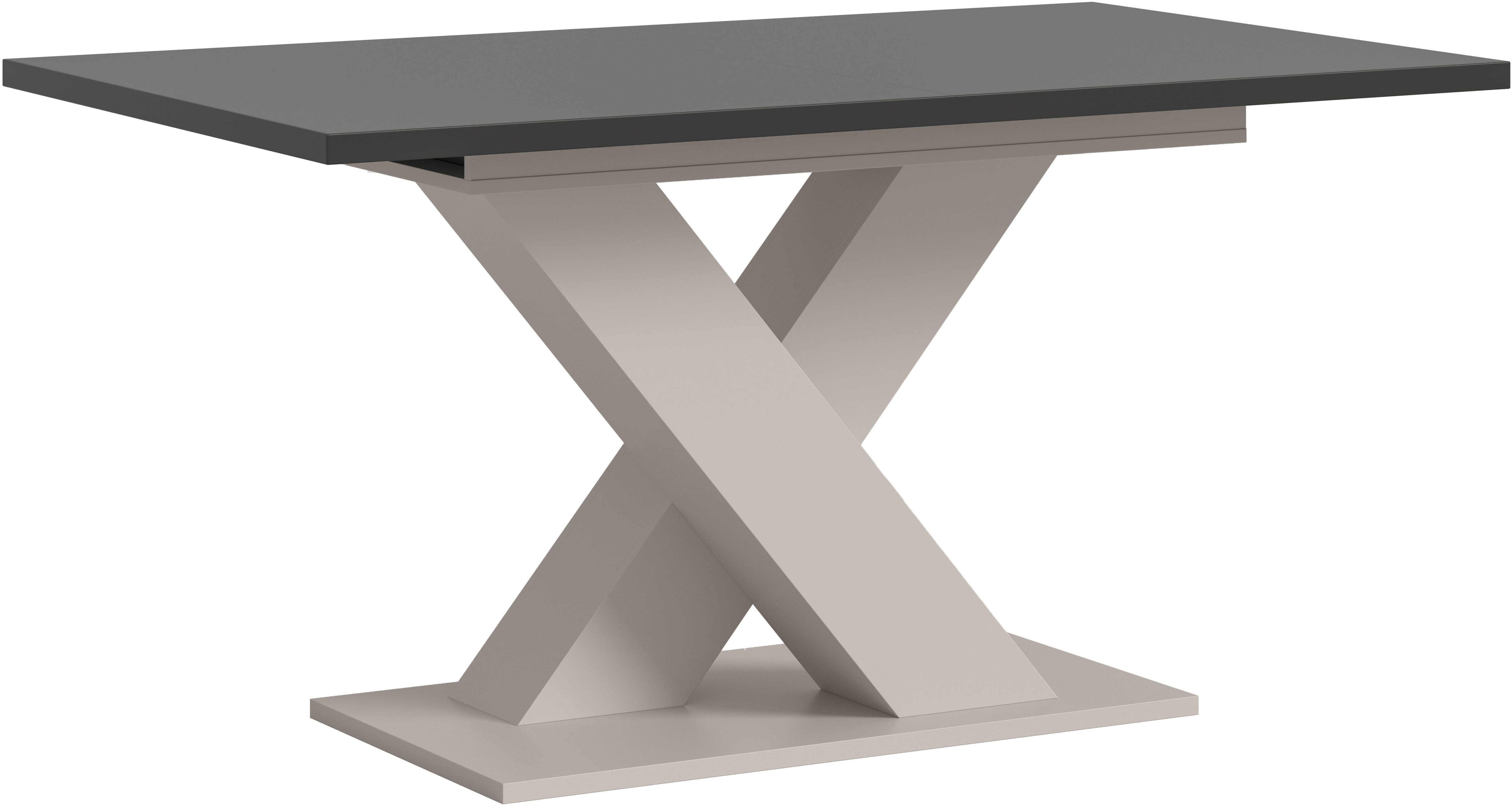 Home affaire Esstisch Motus, ausziehbar 150 -190 cm, inklusive 40 cm Einlegeplatte (Set, 1-St), X-Gestell mit Bodenplatte, Tisch, Küchentisch, Esszimmer, Küche