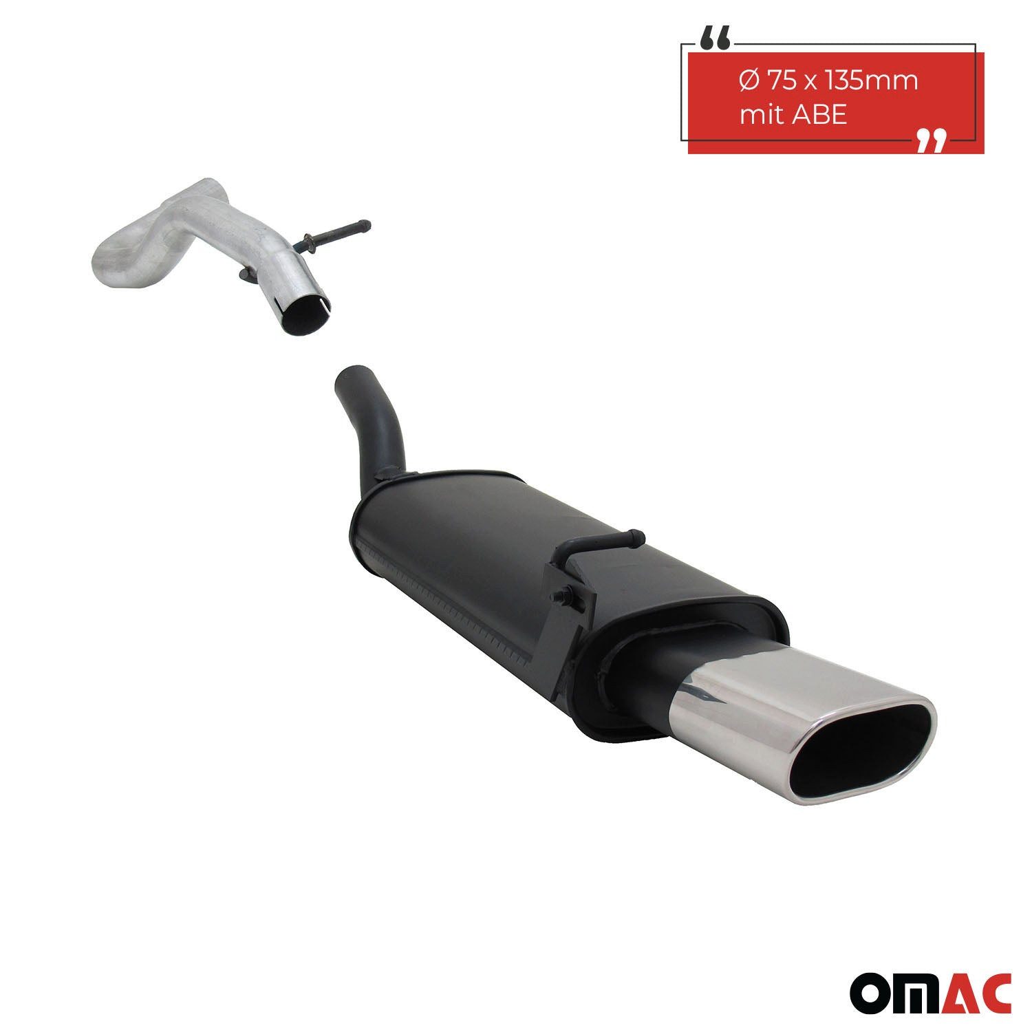 OMAC Auspuff-Flexrohr Novus Sportauspuff für Audi A3 Seat Leon VW Golf 4 New Beetle 135x75mm, (1-tlg), Leicht austauschbar - Einzelausstieg