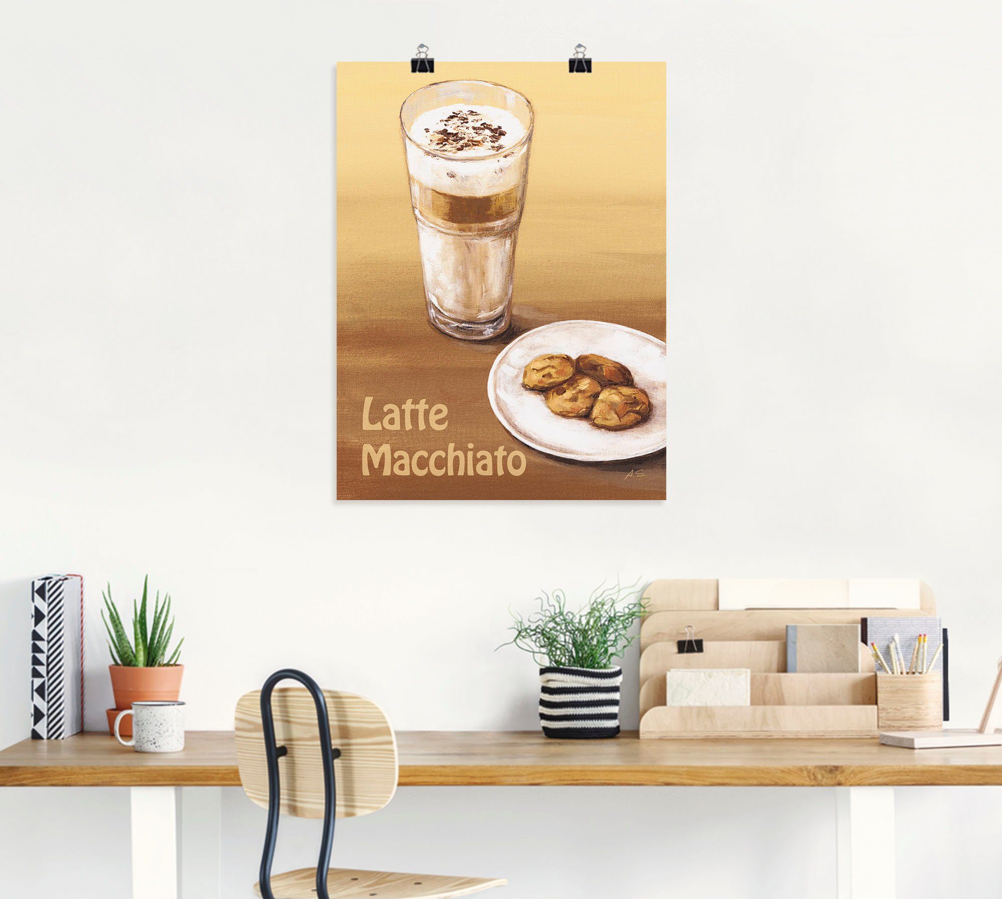 Wandaufkleber Wandbild Macchiato als oder Leinwandbild, Artland Latte Getränke III, Größen St), Alubild, in (1 Poster versch.