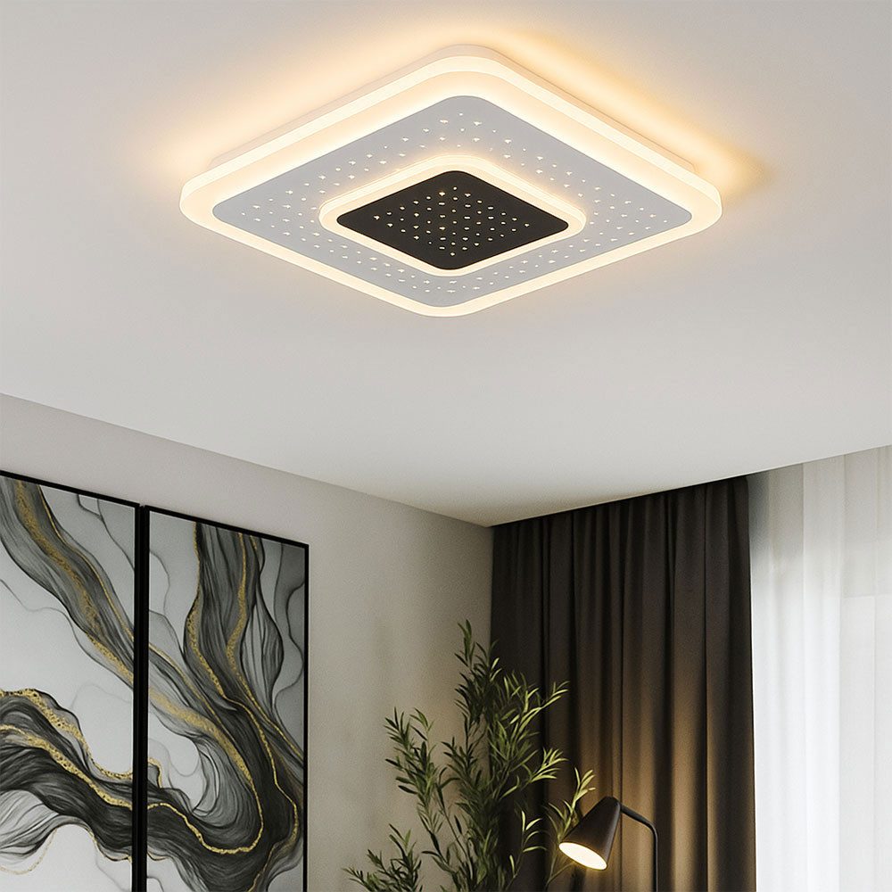 GLOBO LIGHTING LED Deckenleuchte, LED-Leuchtmittel fest verbaut, Kaltweiß, Warmweiß, Neutralweiß, Tageslichtweiß, LED Deckenleuchte Fernbedienung dimmbar CCT Sterneneffekt Nachtlicht