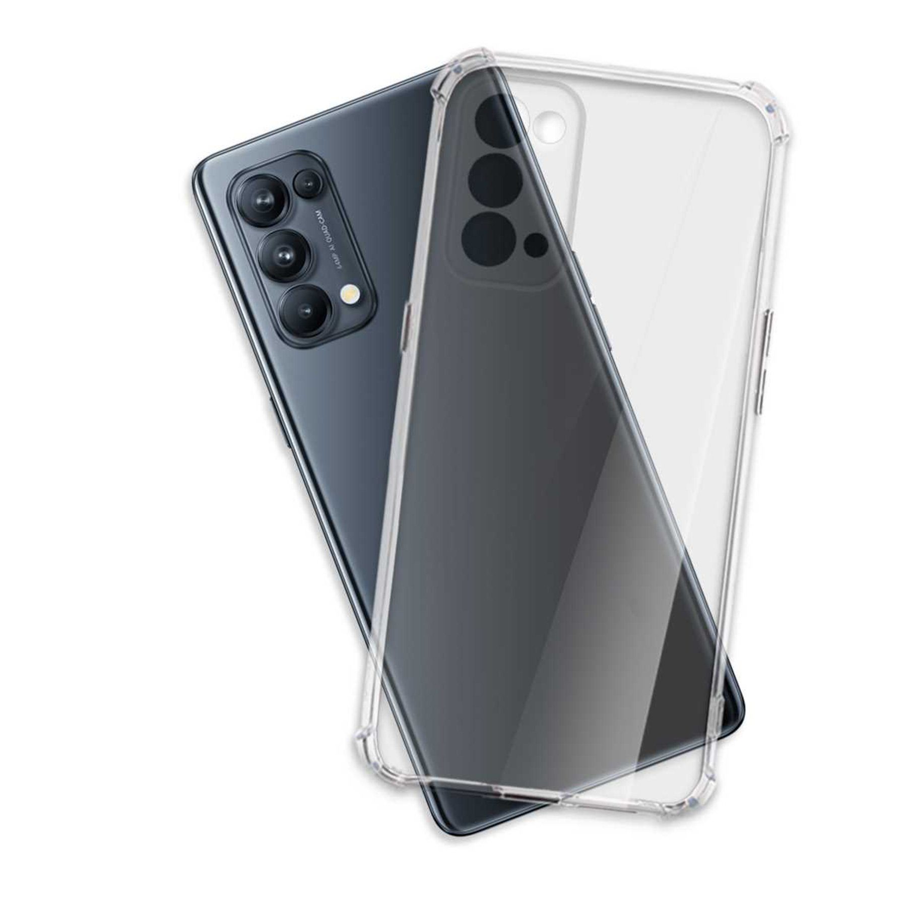mtb more energy Smartphone-Hülle Clear Armor Case für Oppo Reno5 Pro 5G, Transparente TPU Schutzhülle Case Backcover mit Anti-Shock Verstärkung