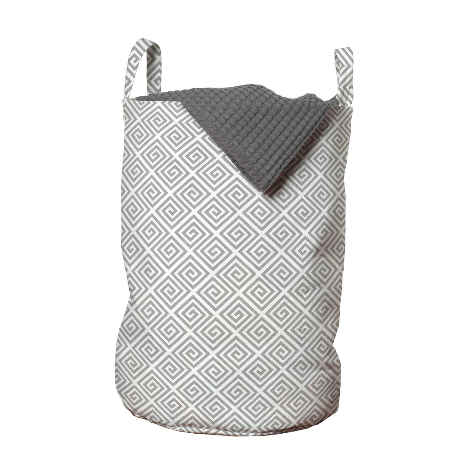 Abakuhaus Wäschesäckchen Wäschekorb mit Griffen Kordelzugverschluss für Waschsalons, grau Geometric Twisted Linien Spiral