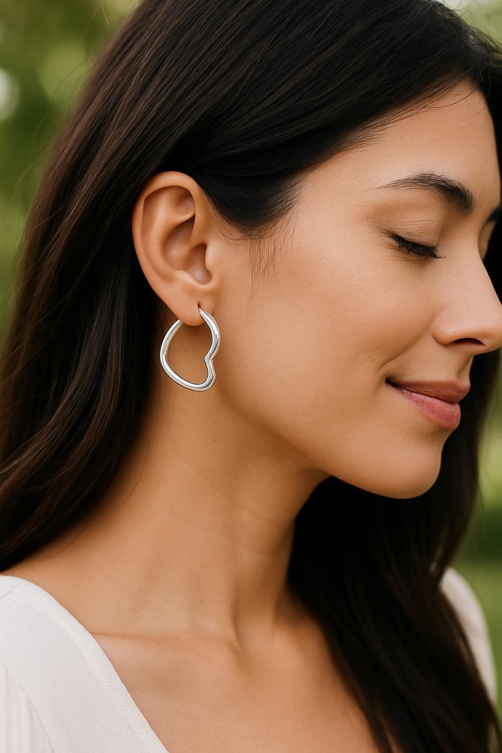 Taffstyle Paar Creolen Herz Creolen 925 Sterling Silber Ohrringe Damen Ohrhänger (Ohrringe Creolen Frauen Damen Schmuck Geschenke zum Geburtstag Weihnachten Valentinstag Muttertag)
