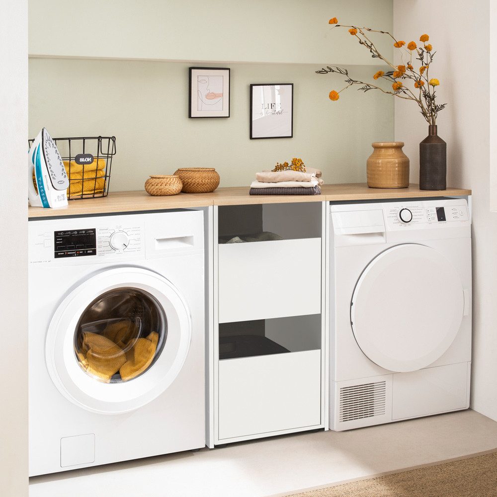 Lomadox Waschmaschinenumbauschrank STOBY-80 Hauswirtschaftsraum HWR Wäsches günstig online kaufen