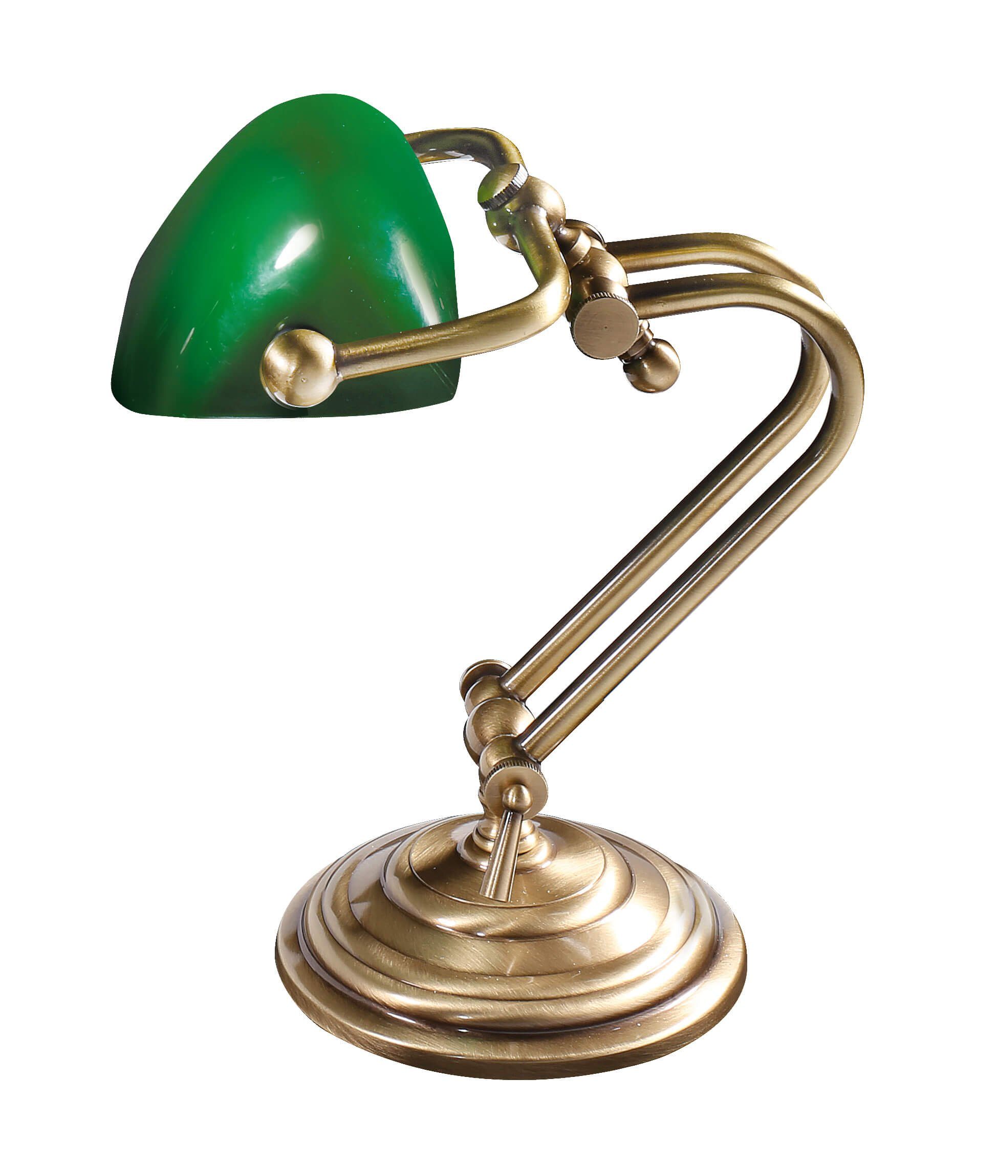Licht-Erlebnisse Tischleuchte LAMPADE MINISTERO, ohne Leuchtmittel, Wohnzimmer Bankerlampe Tisch Bronze Echt-Messing H:22cm E14 LED
