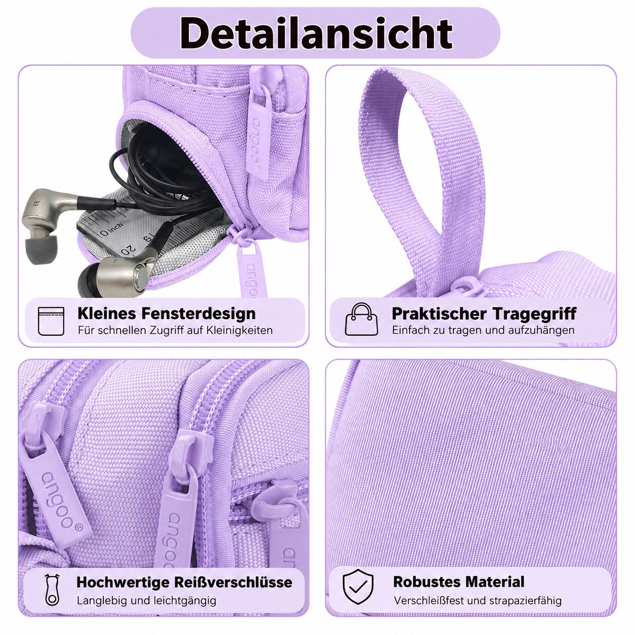 Diwzbyn Federmäppchen Großes Federmäppchen, Mehrfach Fächer Stifteetui Organizer, Mit Tragegriff, Stabiler Canvas Stoff für Schule & Alltag – Bild 5 von 5