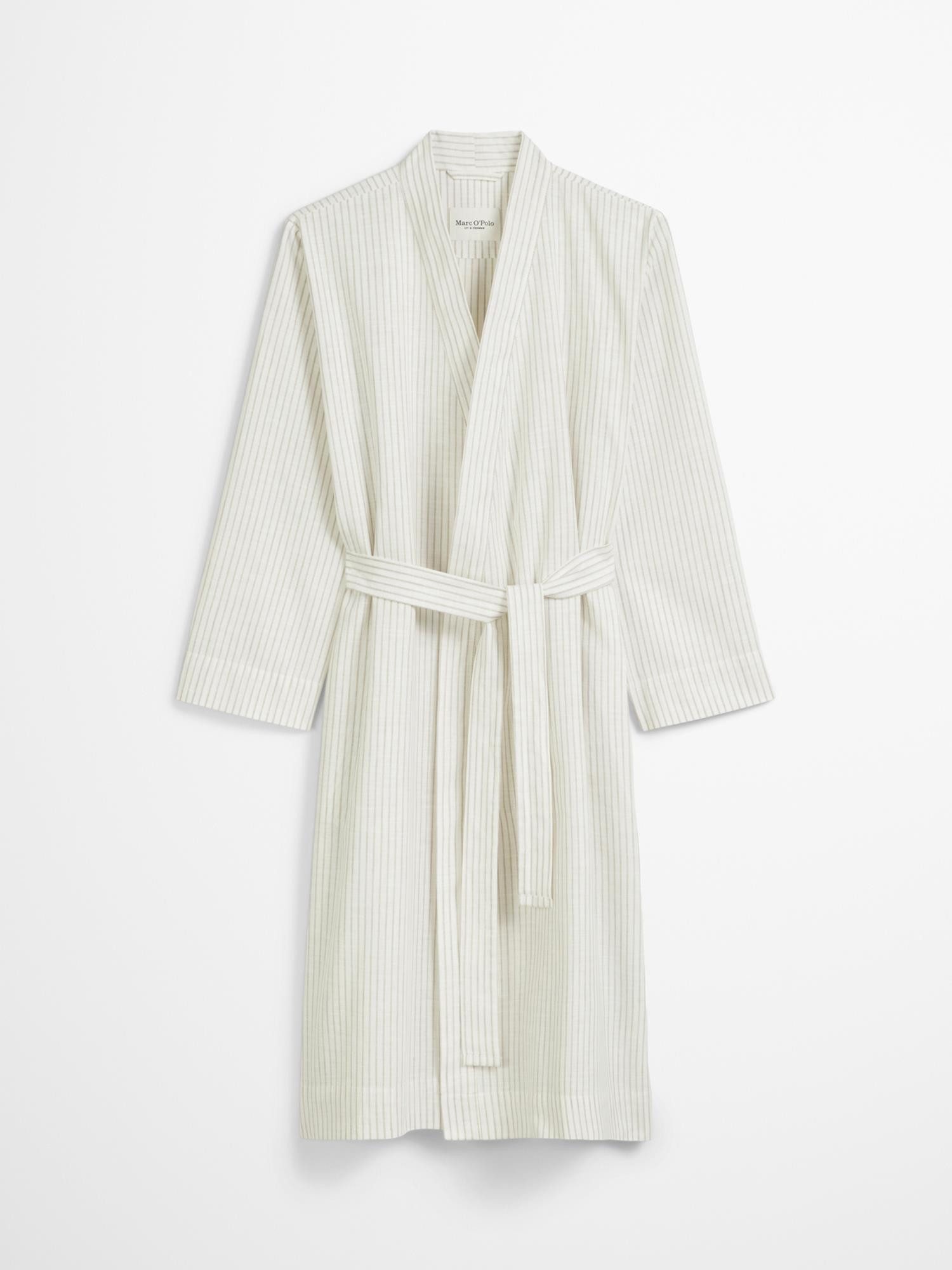 Marc O'Polo Home Kimono Classic fine stripe, Langform, Baumwolle, Kimono-Kragen, Gürtel, aus Bio-Baumwolle mit feinem Streifenmuster