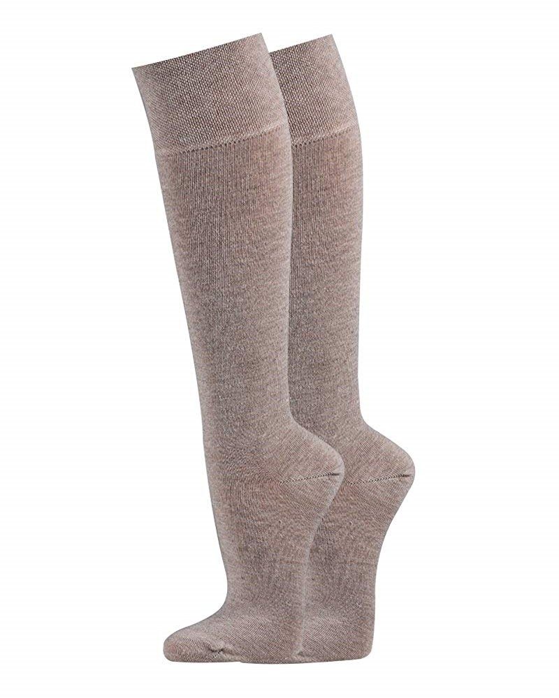 TippTexx 24 Kniestrümpfe 4 Paar Kniestrümpfe mit Komfortbund weiche Baumwolle Damen Herren (4 Paar) glattgestrickt, handgekettelt, ohne Gummidruck