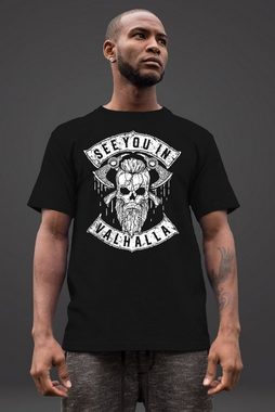 Neverless Print-Shirt Herren T-Shirt See You in Valhalla Wikinger Totenkopf Skull Fashion Streetstyle Neverless® mit Print