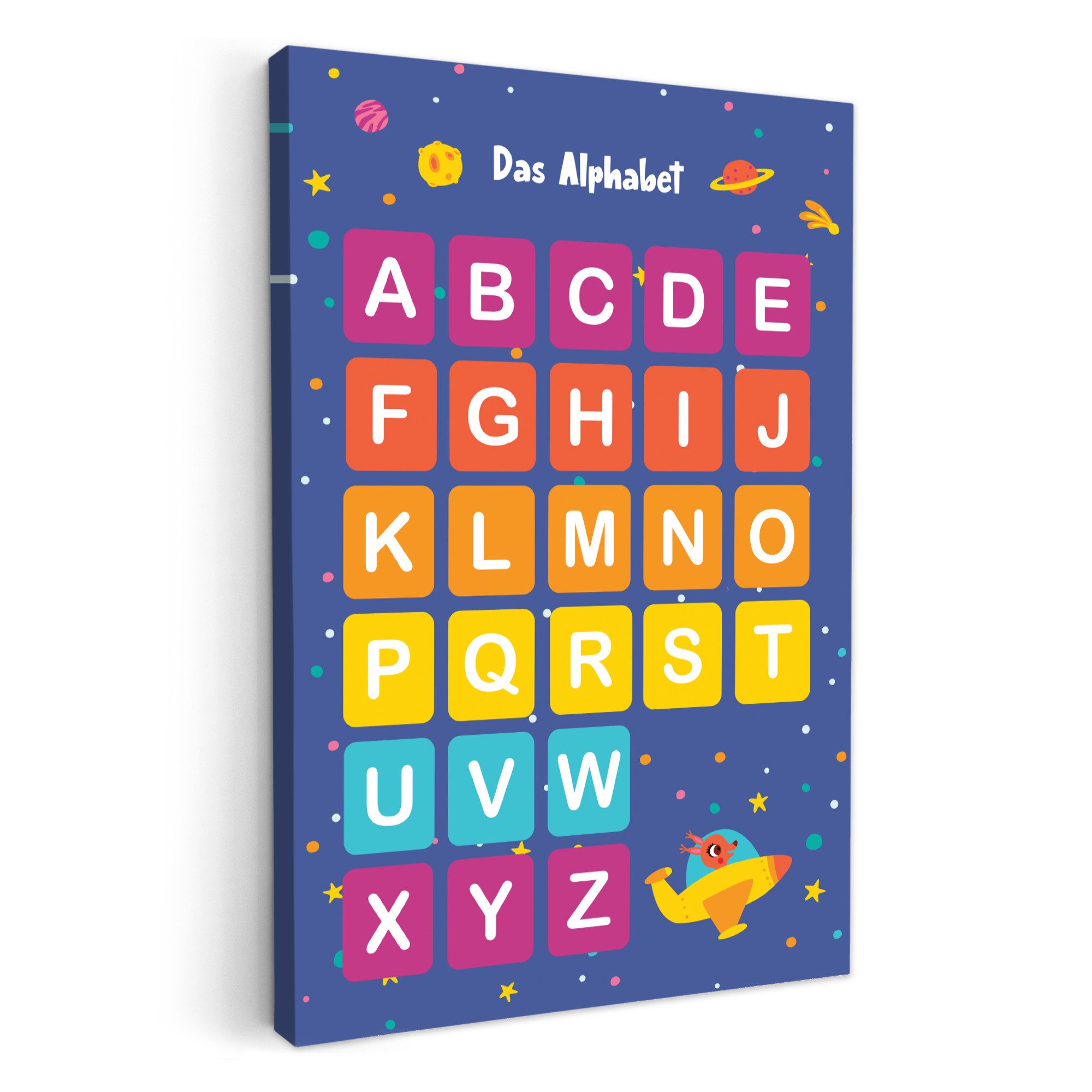 OneMillionCanvasses® Leinwandbild Pädagogisch - Alphabet lernen - Raum - Buchstaben, Fotodruck (1 St), Kinderzimmer Deko, Mädchen und Jungen Bilder 20x30 cm