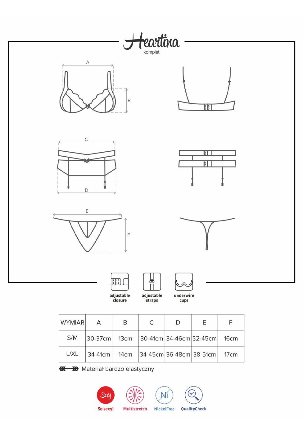 BH, Set: Bügel-BH Heartina String rot und Dessous-Set: Obsessive - Strumpfhalter