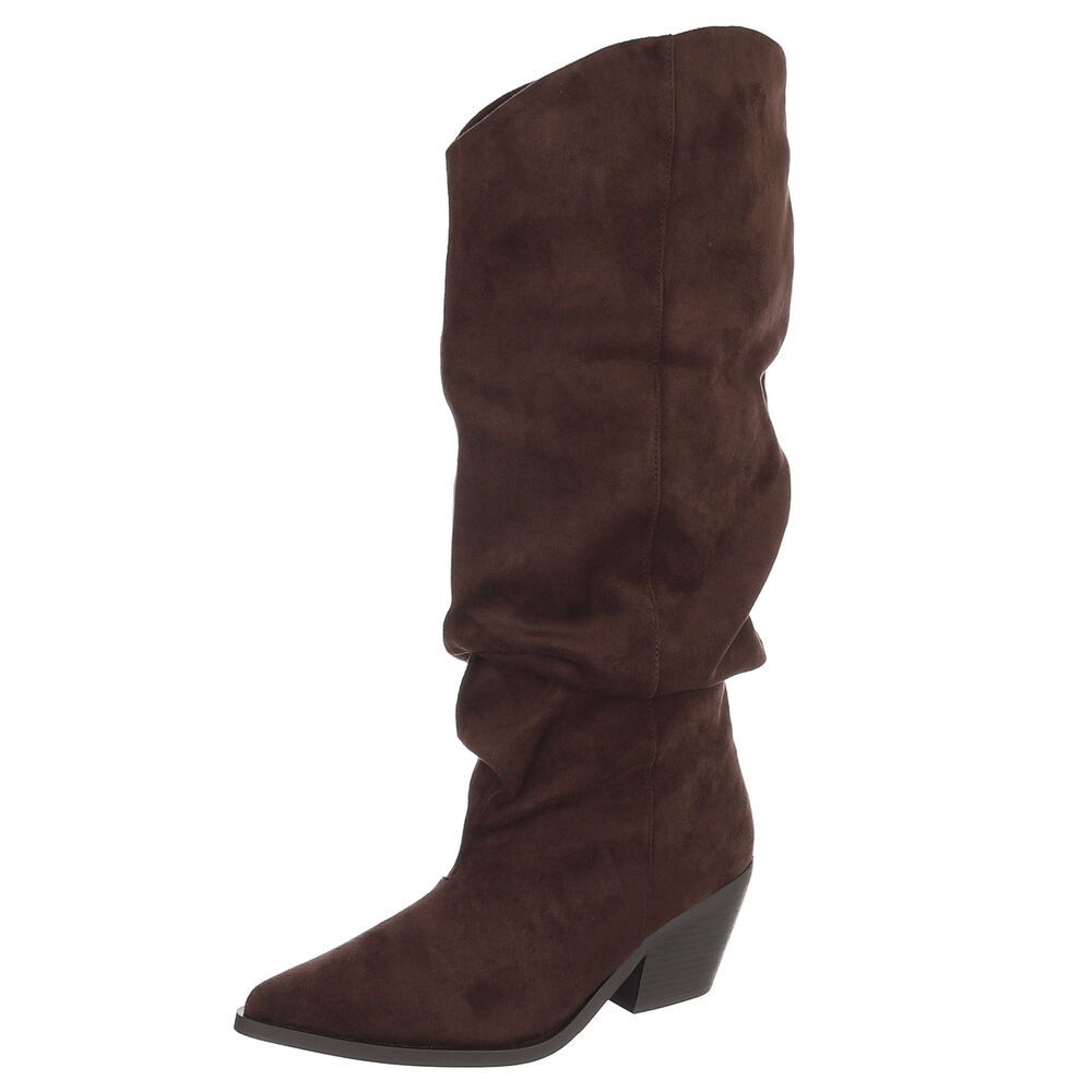 Damen Western-Stiefel kniehoch mit Blockabsatz Westernstiefel