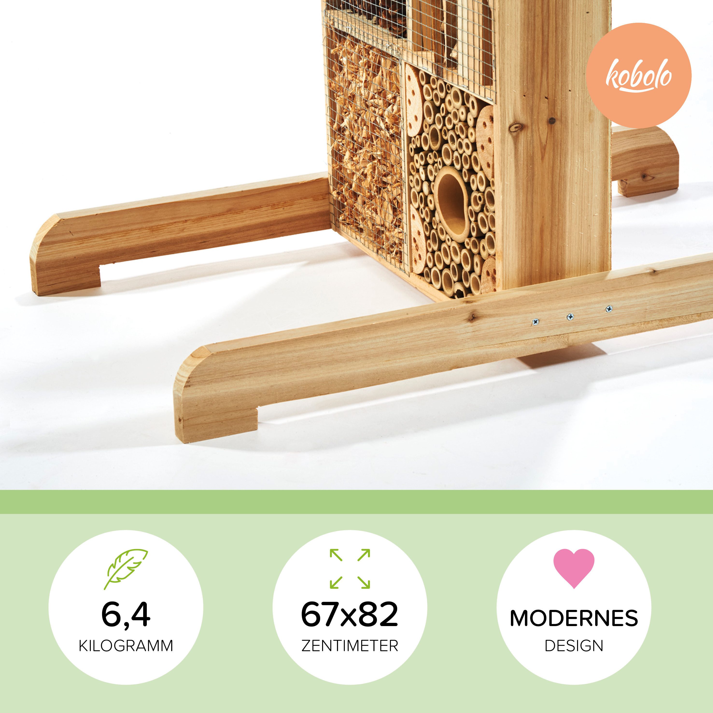 Kobolo Vogelhaus Insektenhotel Insektenhaus BEE aus Tannenholz, aus natürlichen Rohstoffen hergestellt.