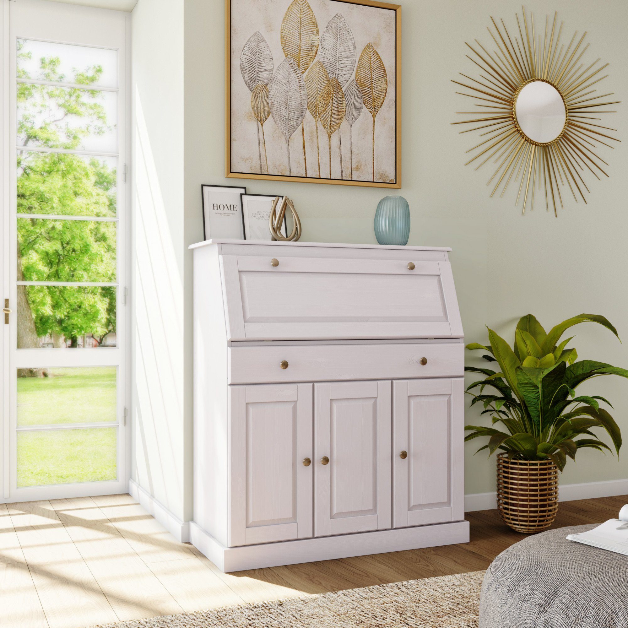 Home affaire Sekretär Rossi, aus massiver Kiefer, variabel verstellbare Ein günstig online kaufen