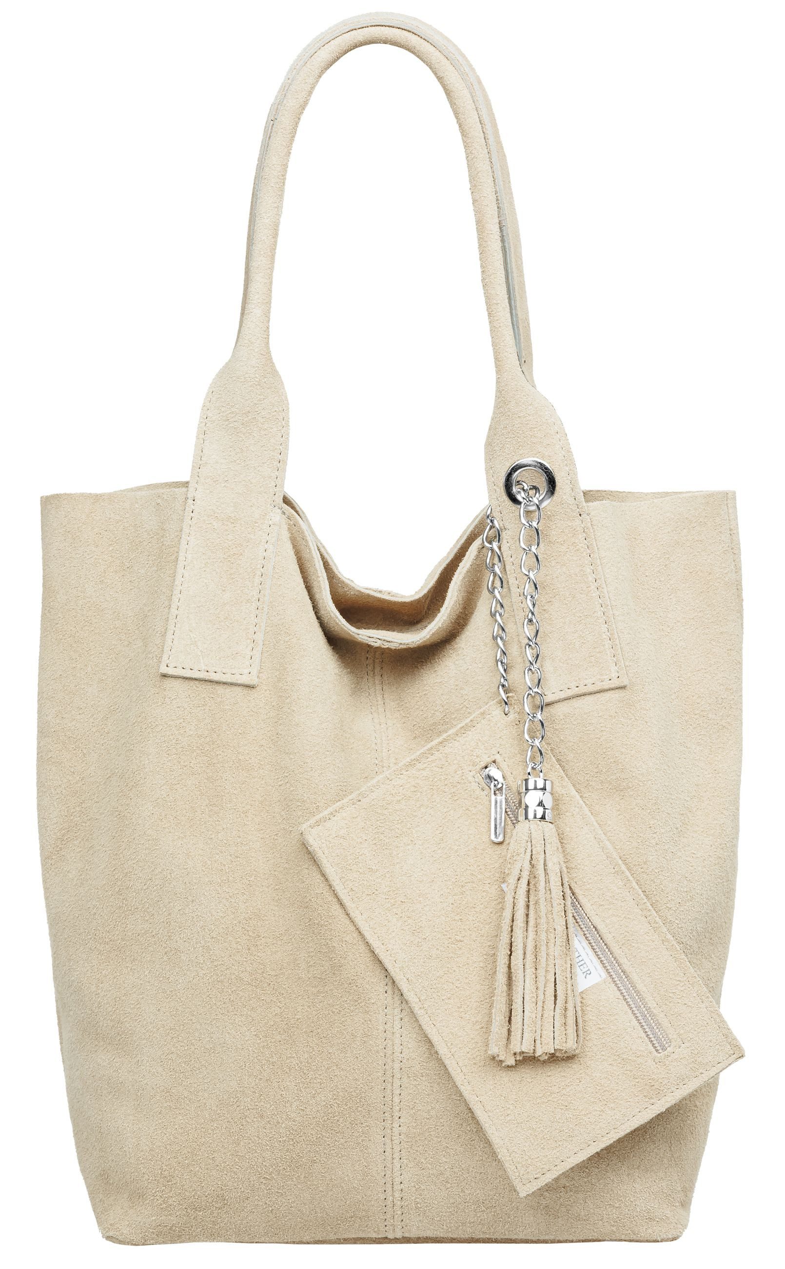 Schultertasche große Wildleder Shopper Damen Tasche - CLASSIC LINE - Modell No.828