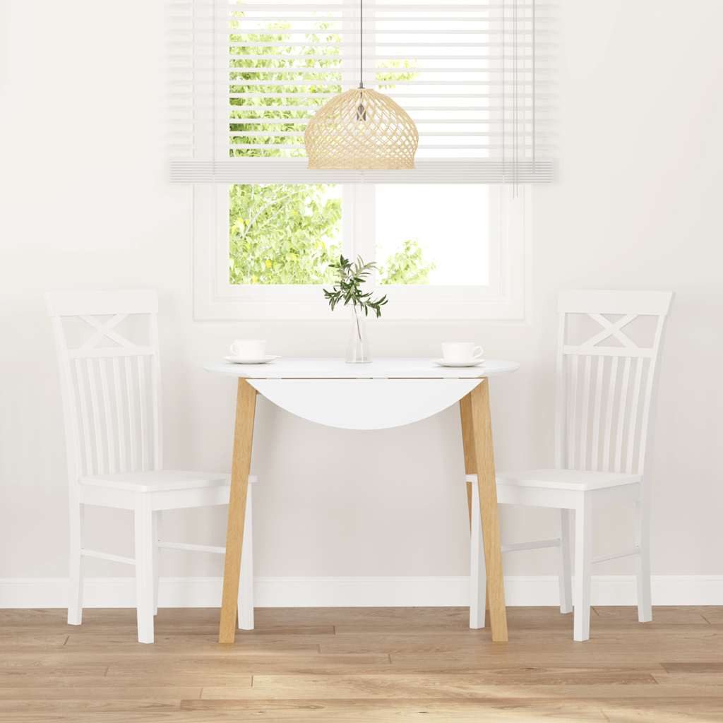 vidaXL Esszimmerstuhl Esszimmerstühle 2 Stk. Weiß Massivholz Gummibaum (2 S günstig online kaufen