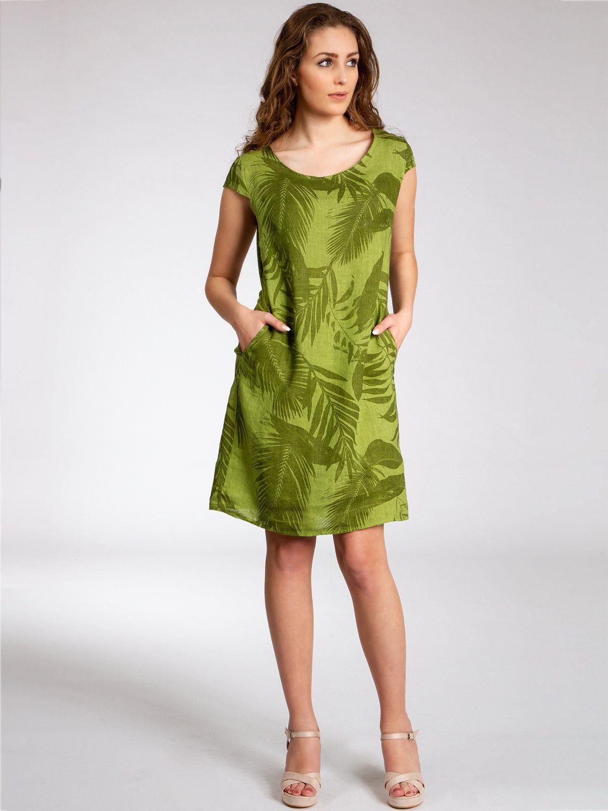 Caspar Sommerkleid SKL027 knielanges elegantes Damen Sommer Leinenkleid Luf günstig online kaufen