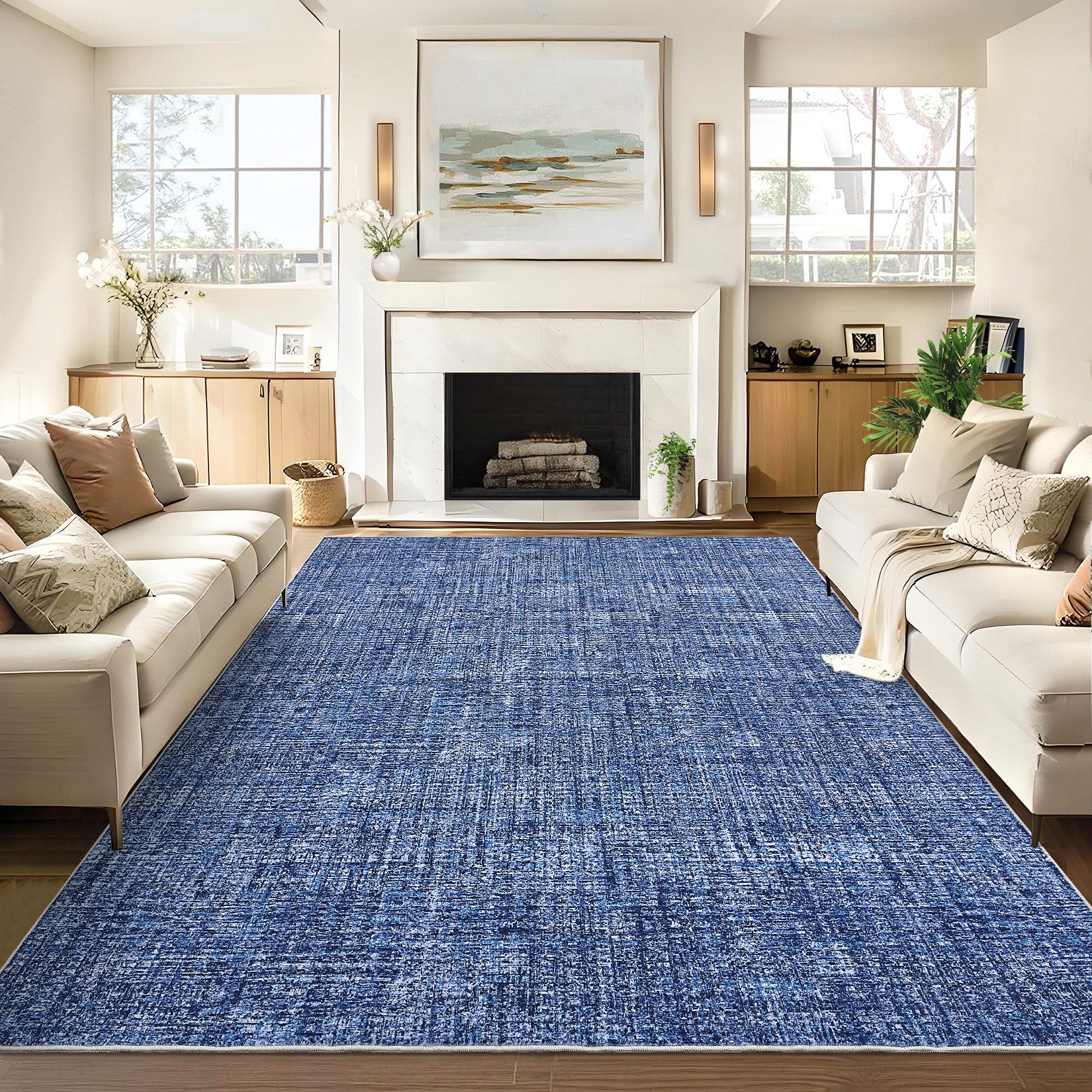 GarveeMore Veloursteppich Designteppich Maschinenwaschbarer Teppich – flachfloriger Läufer, Moderner Teppich pflegeleicht, rutschfest, schmutzabweisend