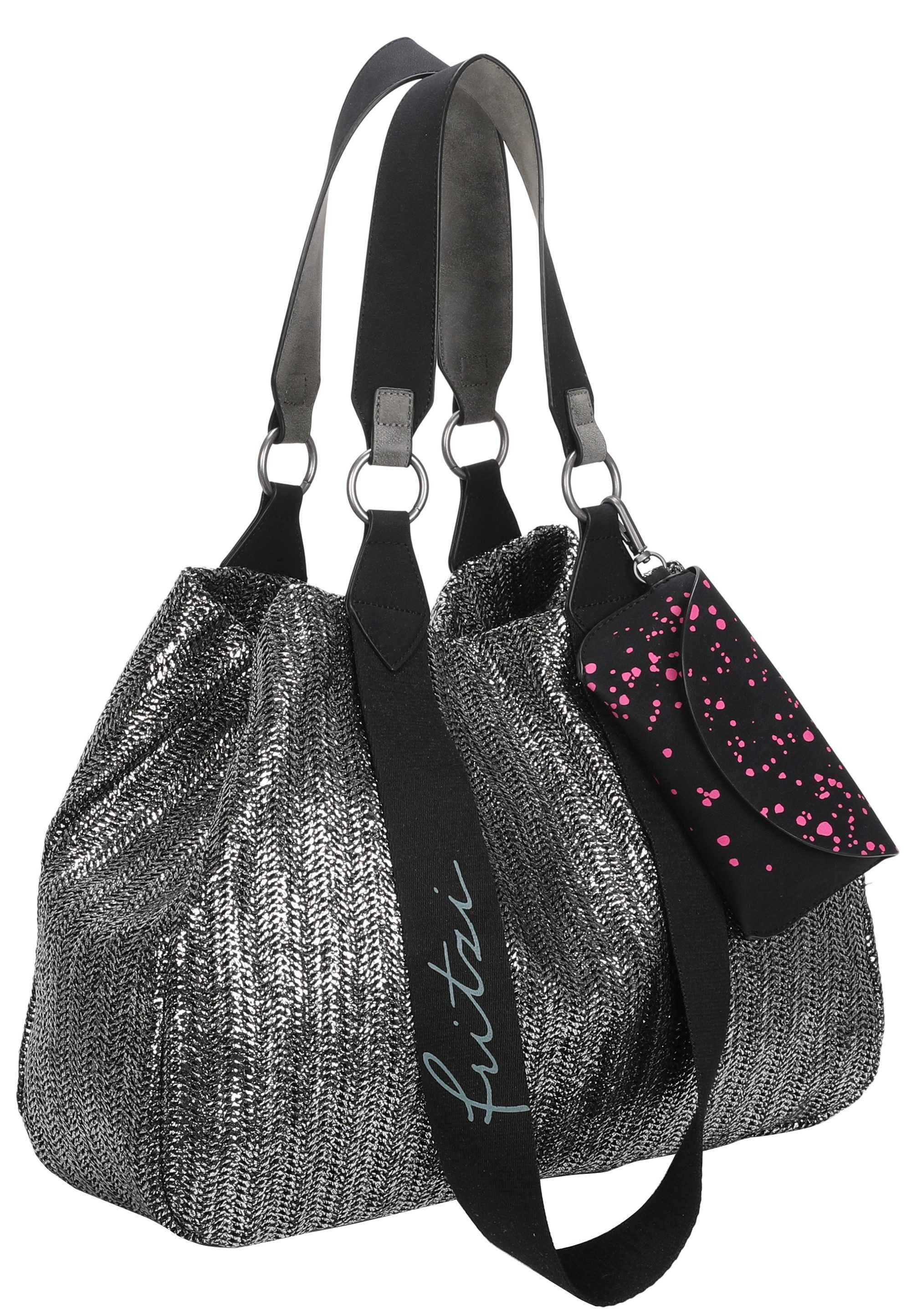 Fritzi aus Preußen Henkeltasche Izzy Medium Limited Painted Straw, mit abnehmbarem Brillenetui
