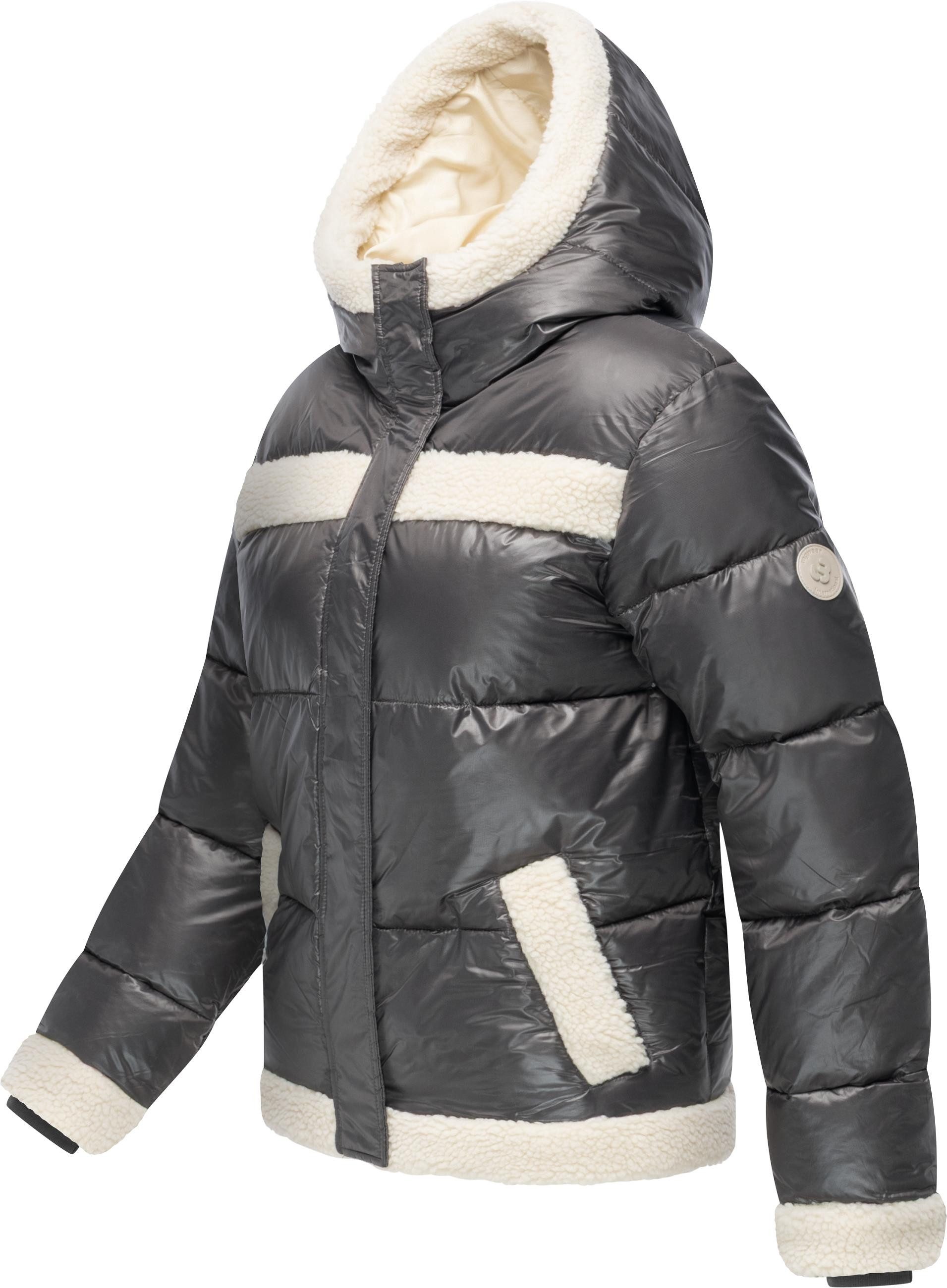 Ragwear Winterjacke Editah Shiny YOUMODO Jacke mit Plüsch-Details und glänzender Optik