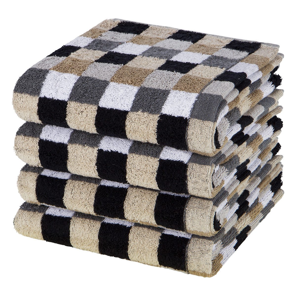 Cawö Handtuch Set Lifestyle, Walkfrottee (Spar-Set, 4-St), 4 X Handtuch im Set - Baumwolle - Saugstark - Weich und pflegeleicht