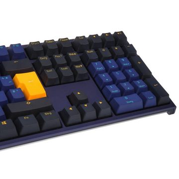 Ducky ONE 2 Horizon PBT Gaming Tastatur, MX-Red - blau Gaming-Tastatur (mechanisch, abnehmbares Kabel, USB Typ-A und Typ-C, QWERTZ)