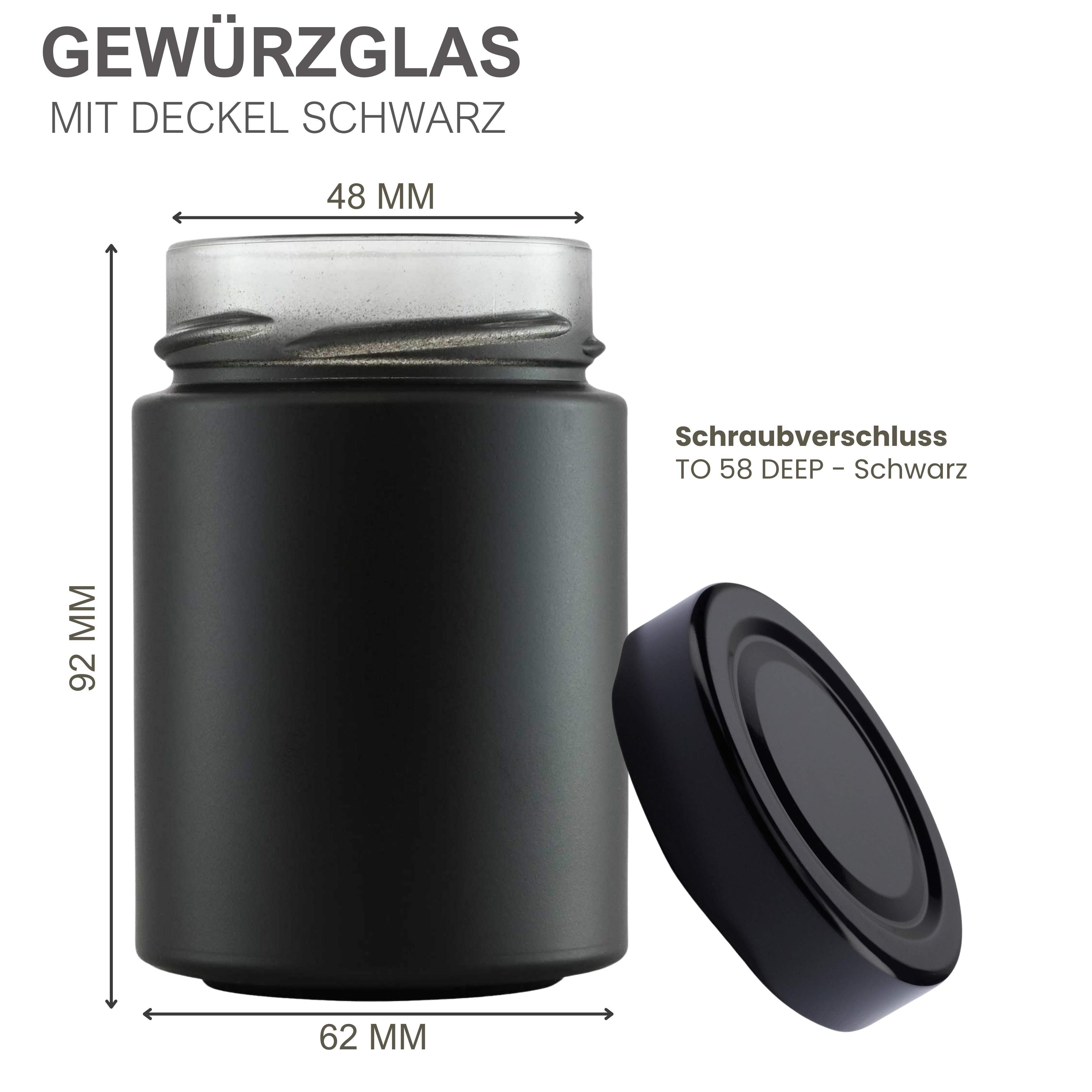 mikken Gewürzbehälter 12 Gewürzgläser 190 ml schwarz mit Deckel und 24 Gewürzetiketten, (12er Set) – Bild 4 von 4
