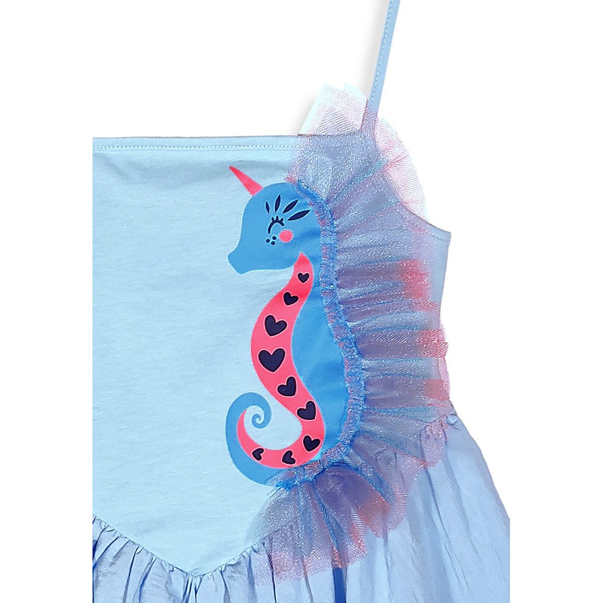 Denokids Midikleid Blue Seahorse Mädchen (1-tlg) Bekleidung, Outfit, Dress, Robe, Midikleid