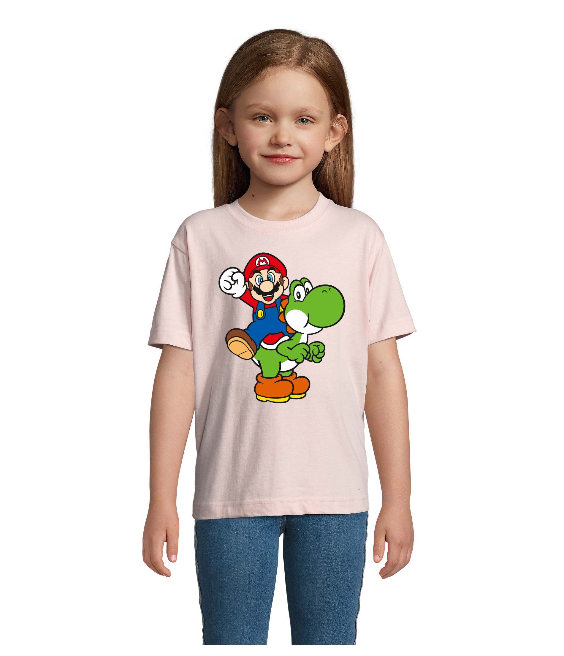 Blondie & Brownie T-Shirt Kinder Yoshi & Mario Konsole Retro Super Luigi
