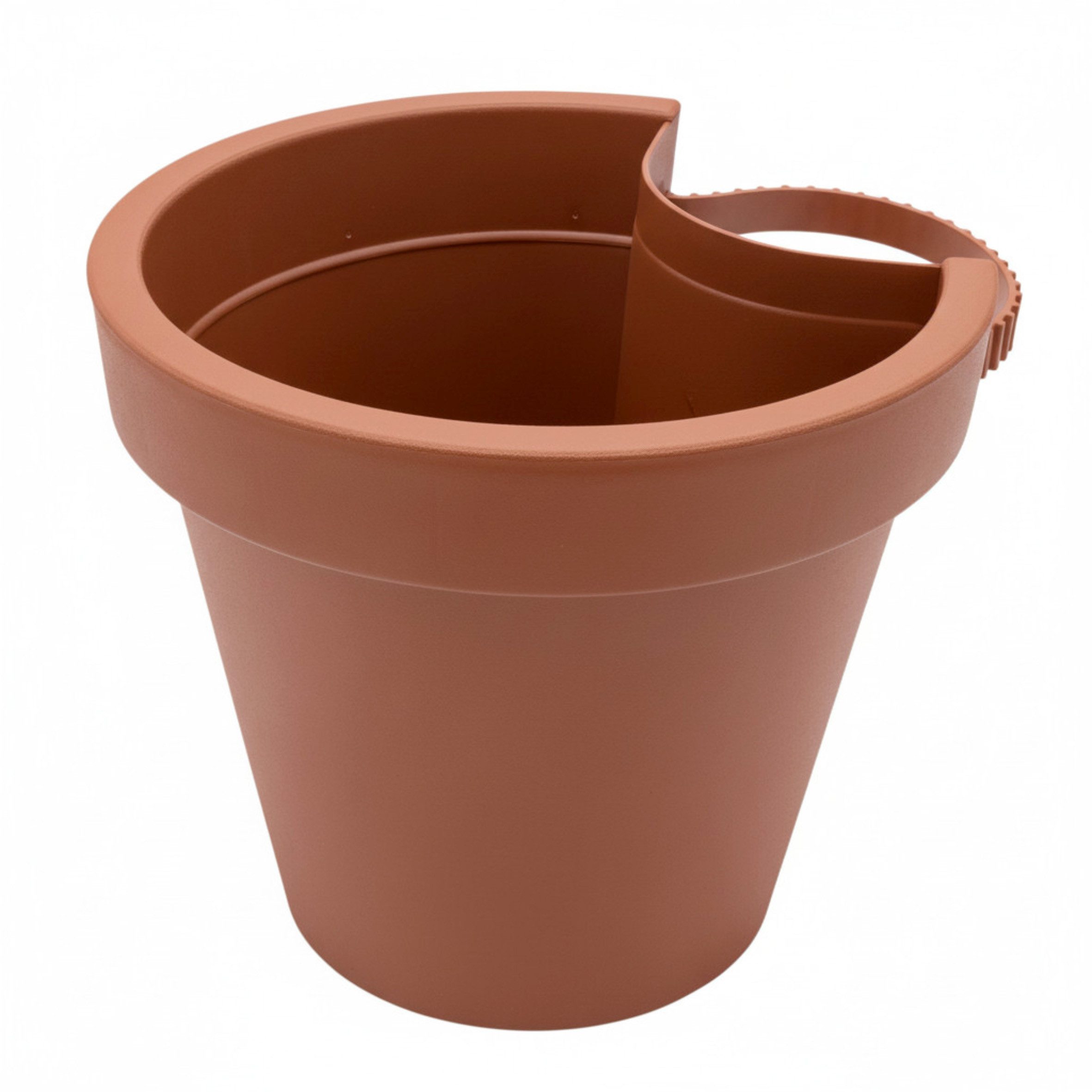 Spetebo Blumentopf Kunststoff Blumentopf für Regenrohr - terracotta (Stück, 1 St., Pflanztopf), Pflanztopf mit Befestigungsgurt für Fallrohr