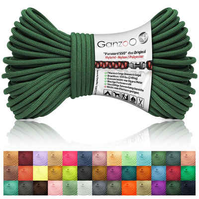 Ganzoo Paracord 550 Seil Dunkel-Grün/Typ Hybrid für Armband, Leine, Halsband Seil