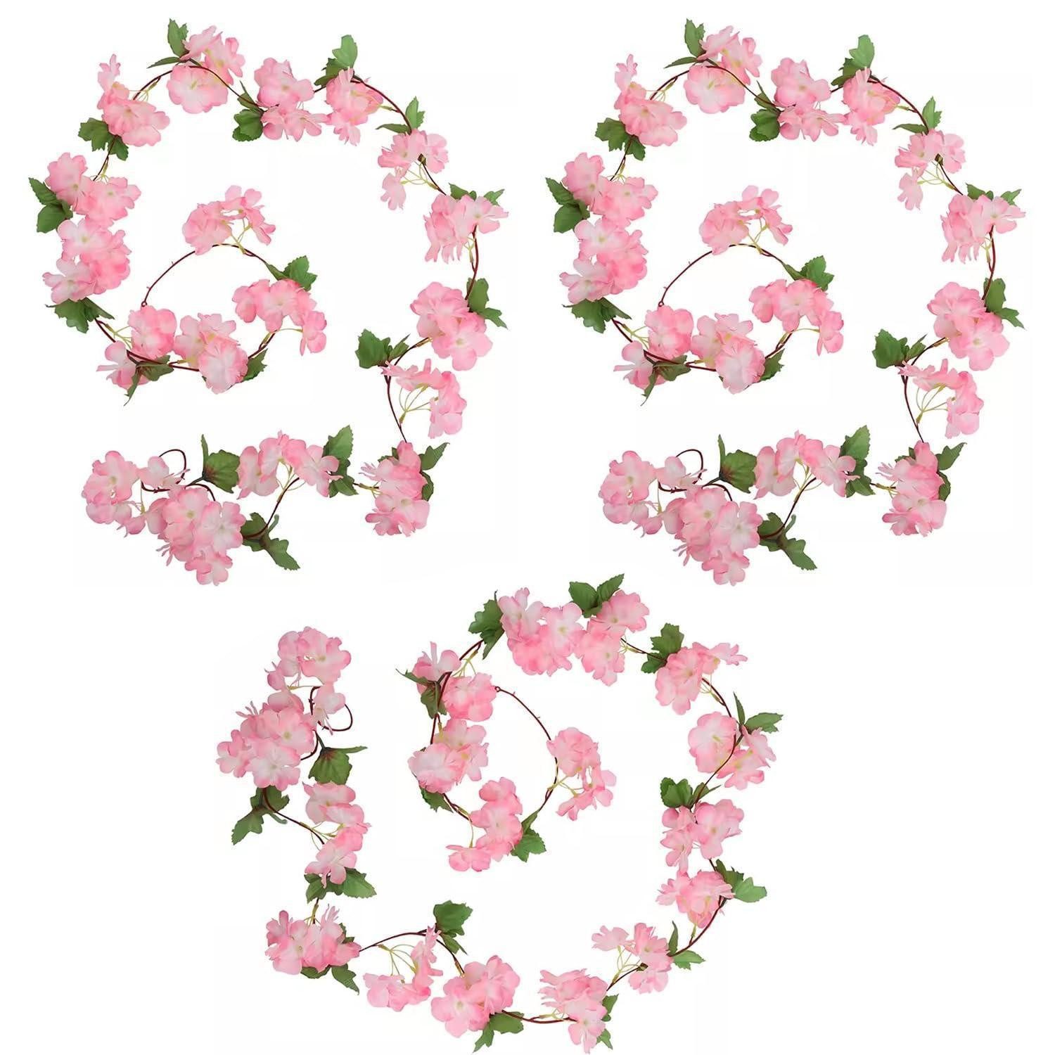 Kunstgirlande Künstliche Kirschblüten Girlande 2.3m Rosa 3 Stk, LuxusKollektion, Höhe 230 cm