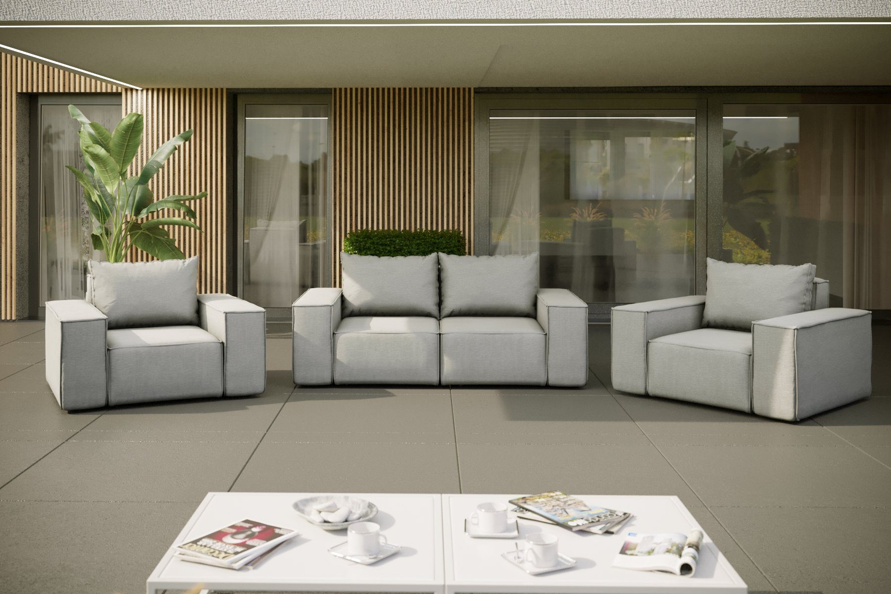 Fun Möbel Loungesofa Gartenmöbel Sofa 2-Sitzer GARDENT, wetterfester Stoff NXL