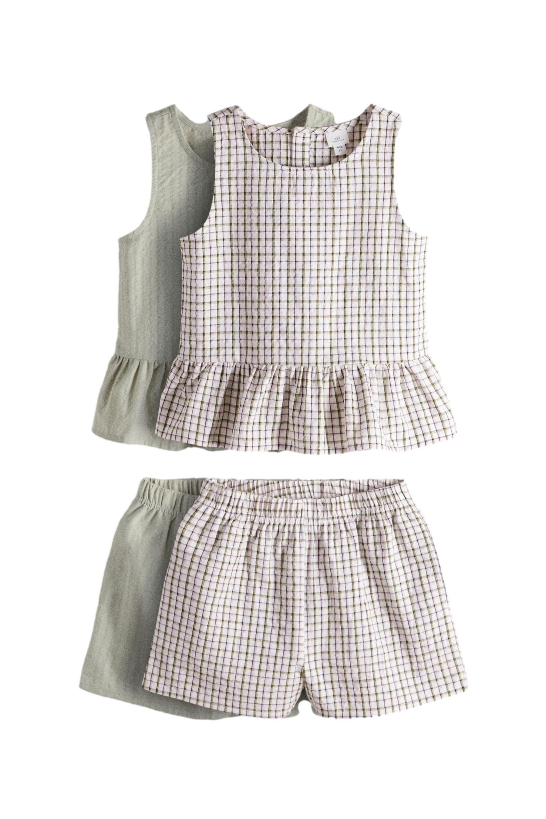 The Set Top & Shorts The Set Ärmelloses Schößchen-Top + Shorts, 2er-Set (4-tlg)