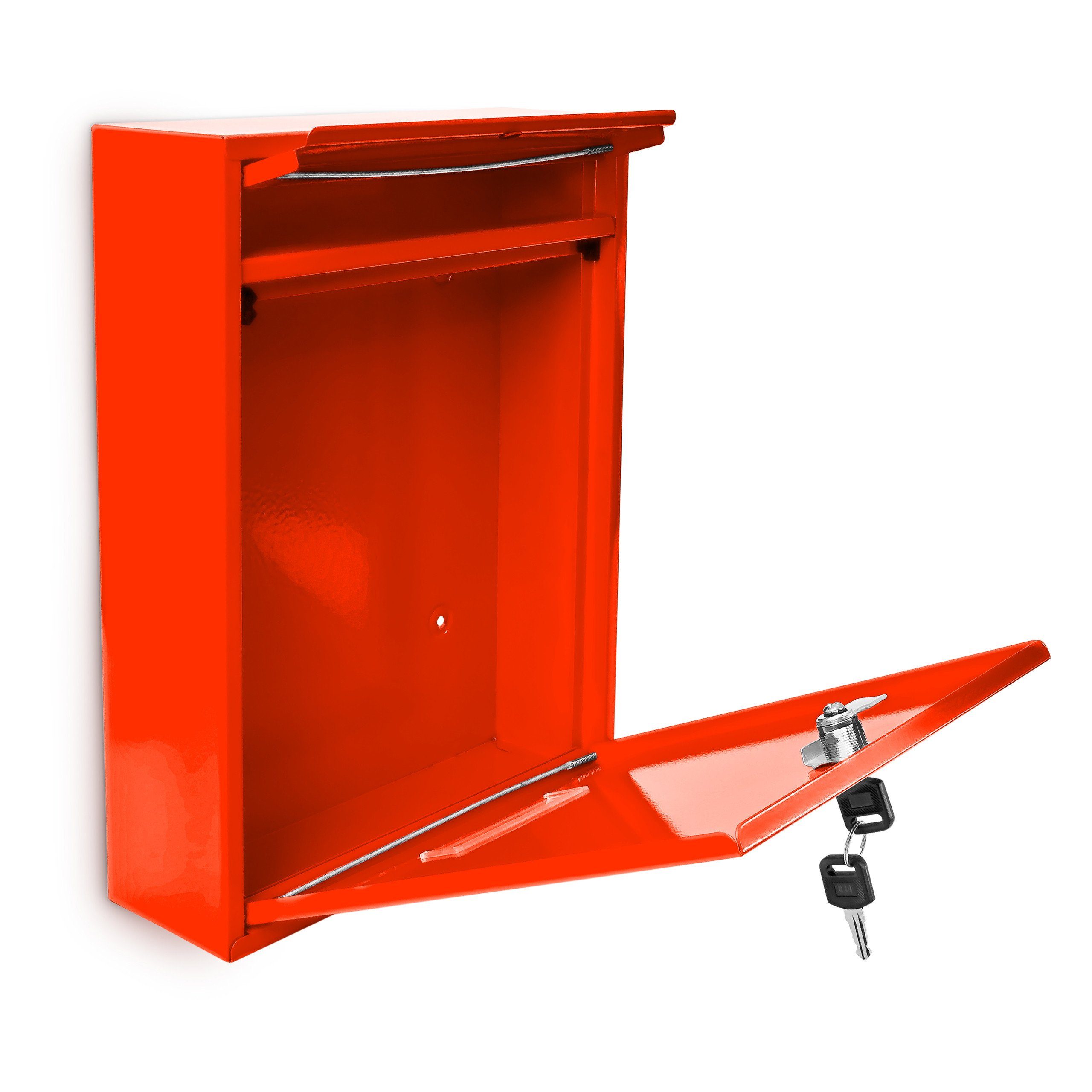 relaxdays Aufbewahrungsbox Rot cm Briefkasten Farbauswahl, 35 Silber Design Rot