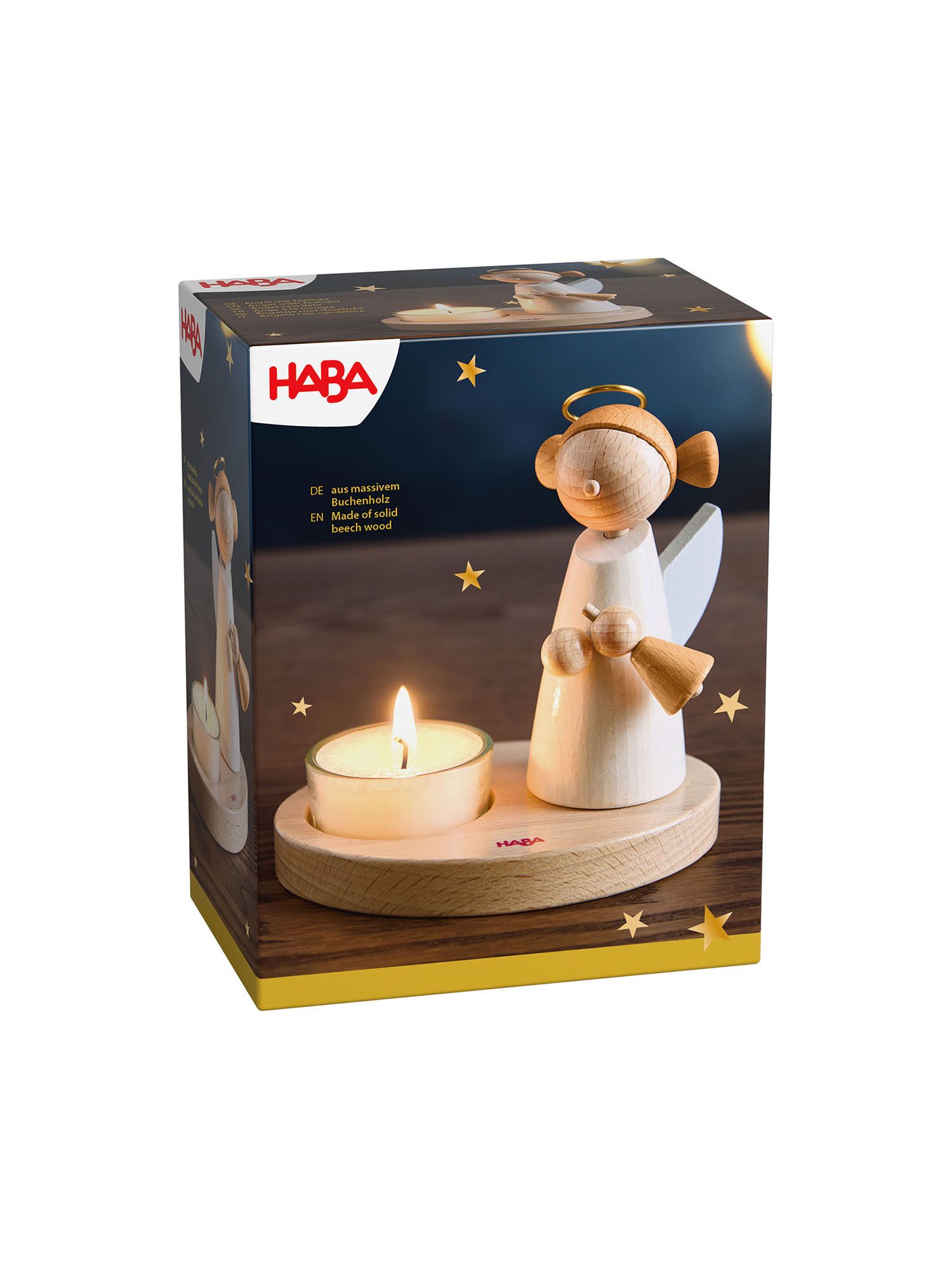 Haba Weihnachtsfigur Engel mit Teelicht, Holzfigur Weihnachten, Weihnachtsdeko Holz, Weihnachtsspielzeug Holz