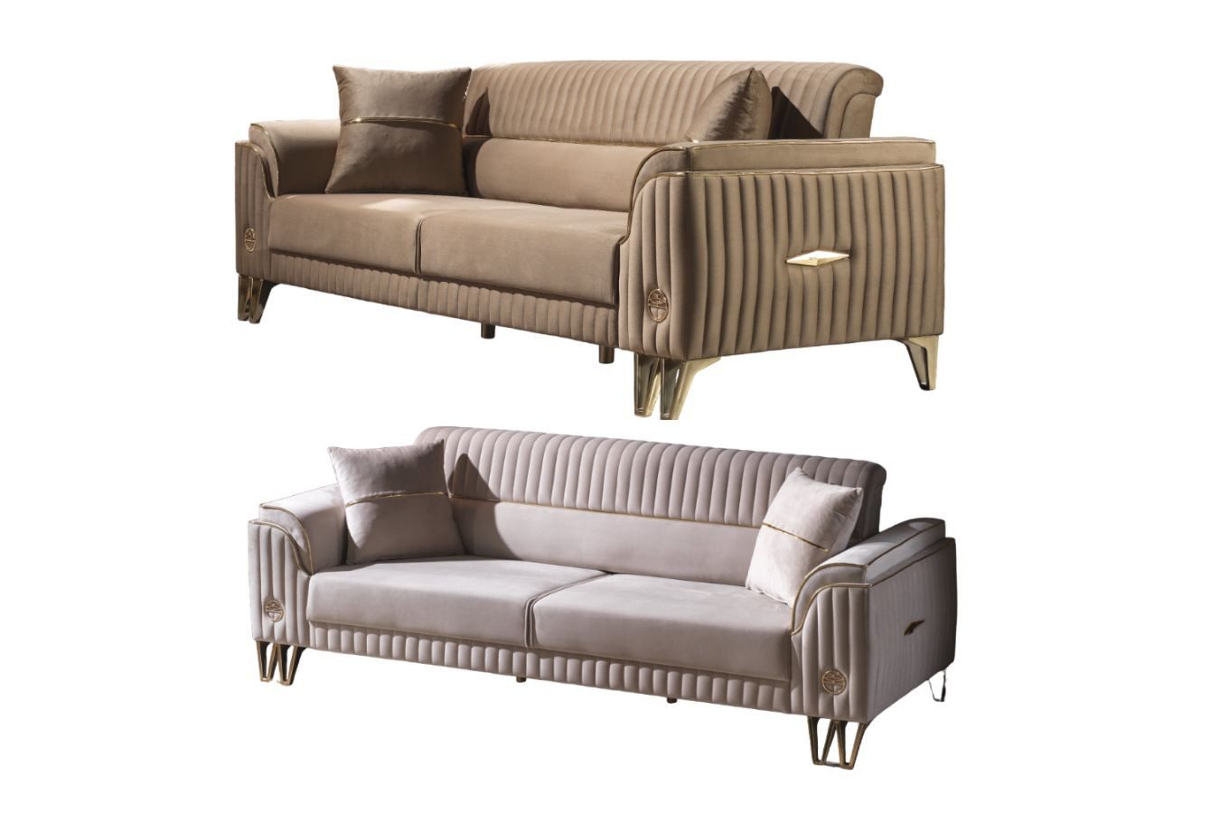 Villa Möbel Polstergarnitur Flavia, (Set, Set besteht aus: 2 Sitzer+2 Sitzer), Hand Made Quality, pflegeleichter Mikrofasersamtstoff