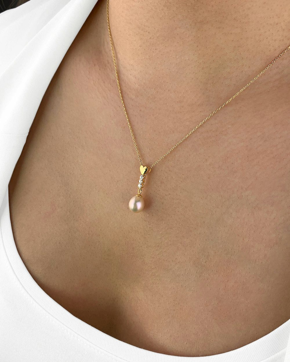 DANIEL CLIFFORD Perlenkette 'Rebecca' Damen Halskette 18 Karat vergoldet mi günstig online kaufen