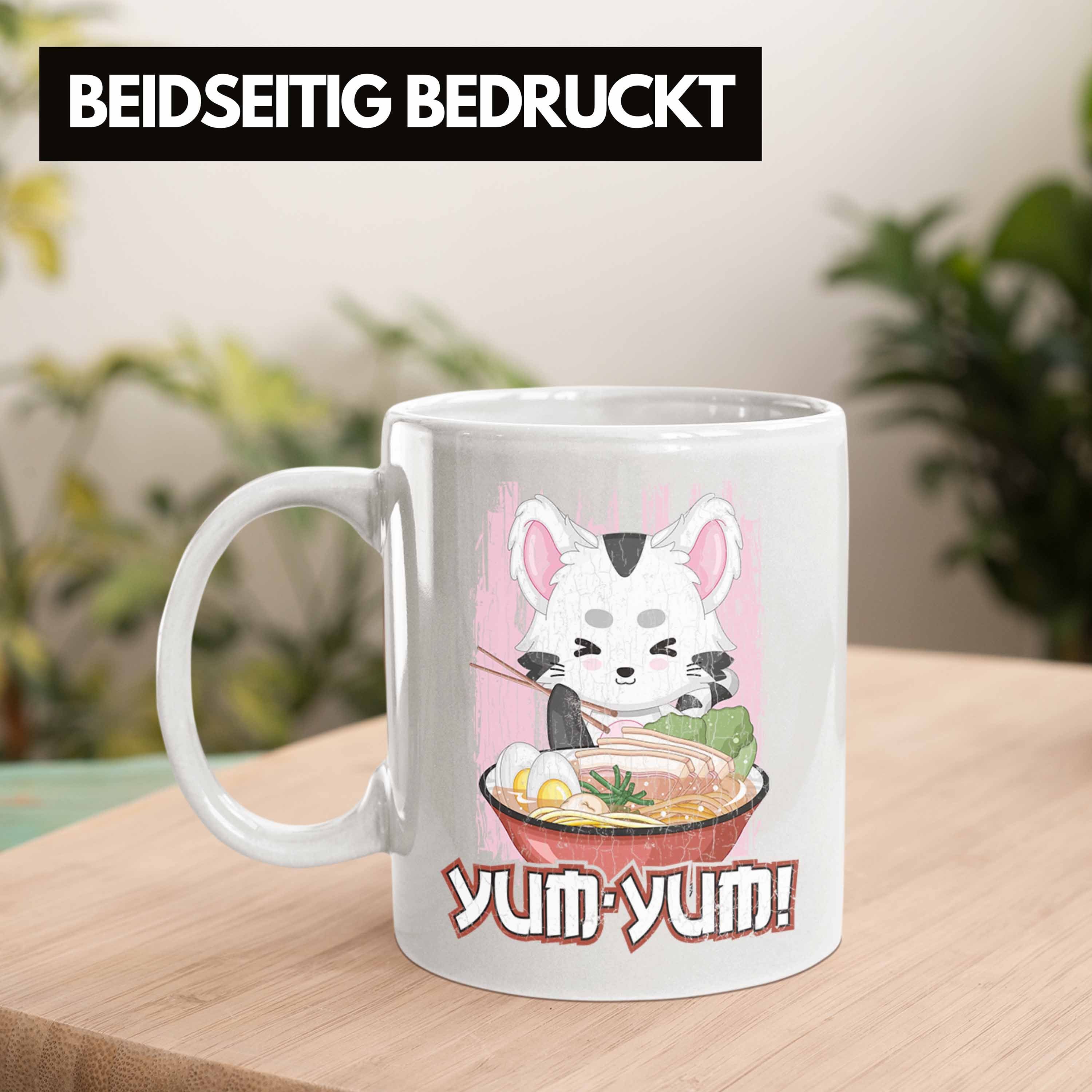 Tasse Anme Spruch Deko Trendation Geschenke Geschenk Fan Tasse Kaffeetasse - Anime Yum Weiss Yum Trendation