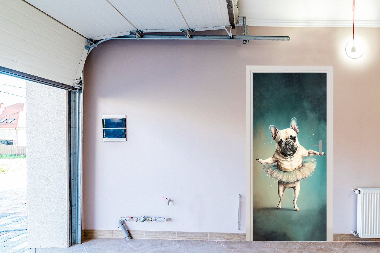 MuchoWow Türtapete Hund - cm Abstrakt Tür, für - Matt, Türaufkleber, - bedruckt, Ballett (1 Kind, St), 75x205 - Porträt - Tutu Fototapete