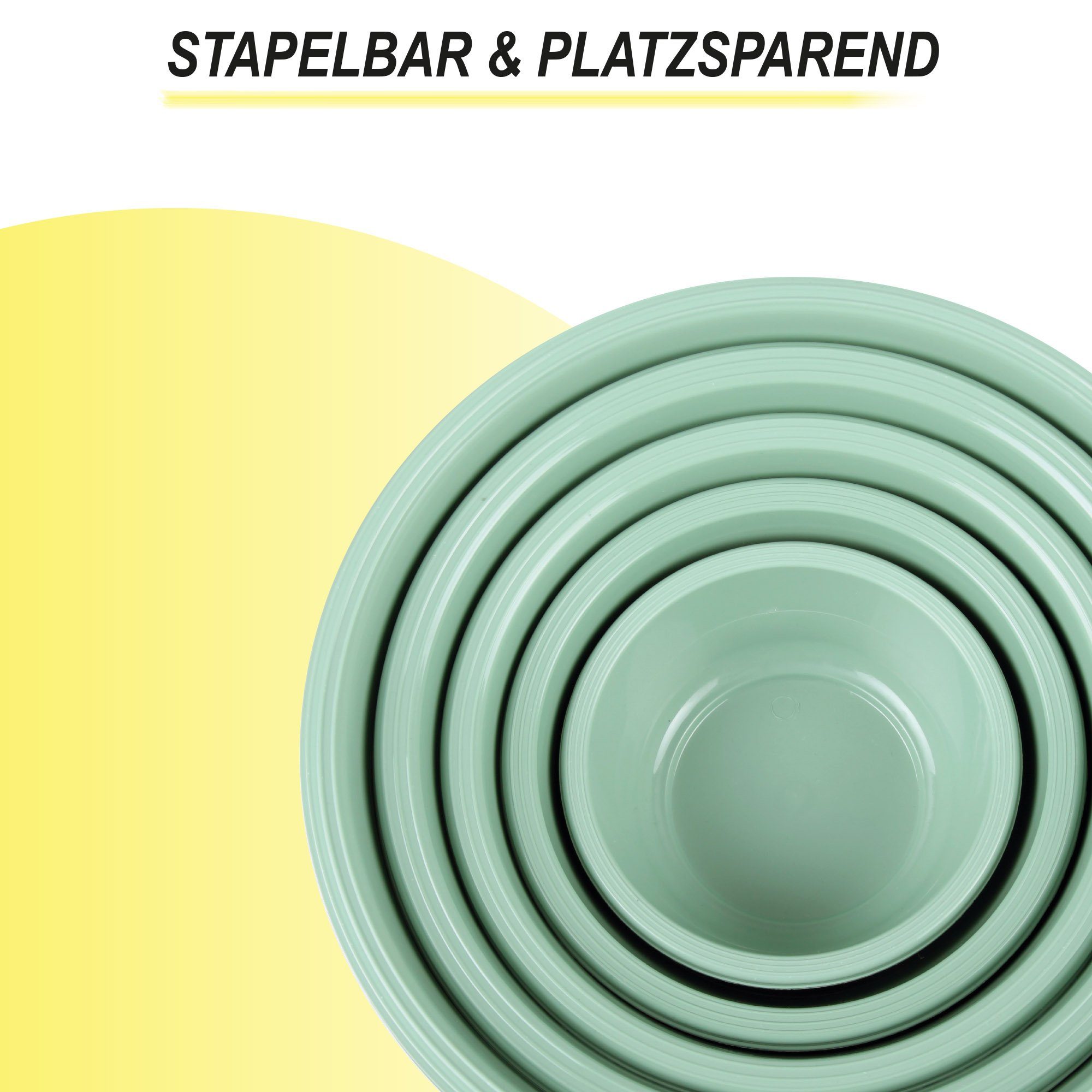 Pro Home Salatschüssel mehrteilig 0,7L/1,5L/2,5L/4,0L/6,0L, Kunststoff, (5er Set, 5-tlg), stapelbar, mikrowellengeeignet, spülmaschinenfest – Bild 4 von 5