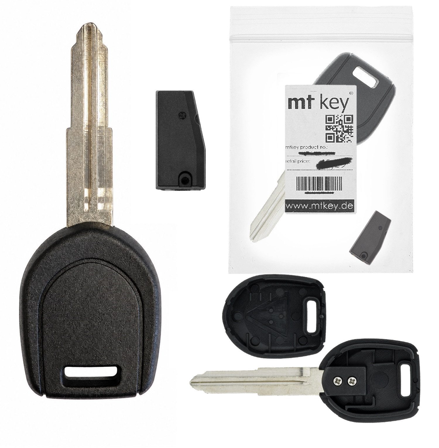 mt-key Schlüsseltasche Auto Schlüssel MIT11R + ID60 80 Bit T16 Keramik Transponder (Set), für Mitsubishi Colt Cj0 (00-03); Pajero V60 (01-06)
