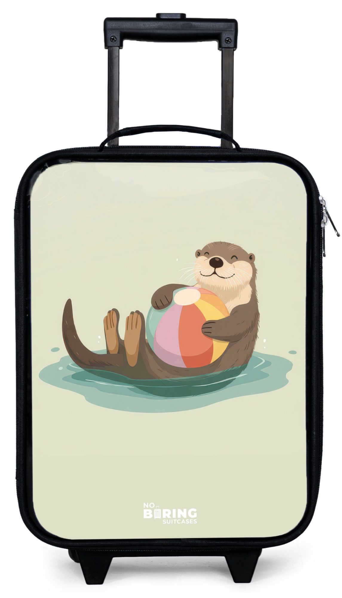 NoBoringSuitcases.com© Kinderkoffer mit leuchtende Räder - Otter - Strandball - Wasser, 2 Rollen, Kinder Koffer Klein, Trolley Handgepäck, Reisekoffer